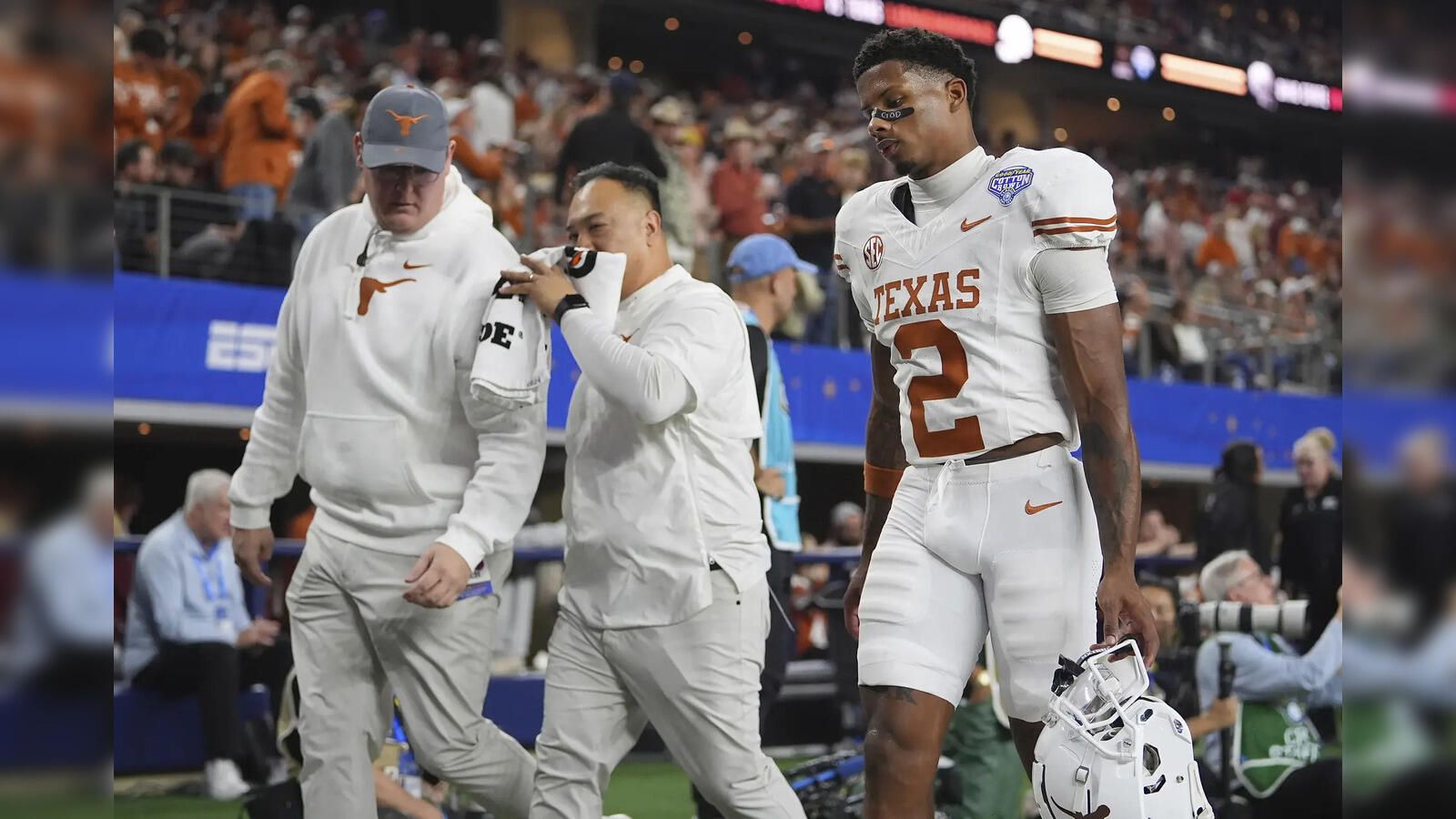 1600x900 Ohio State vs Texas Longhorns: Texas leading receiver Matthew Golden goes to locker room with apparent left foot issue Economic Times