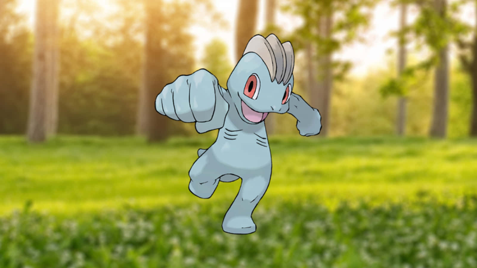 1600x900 Download Machop Pokemon With Nature Background Wallpaper