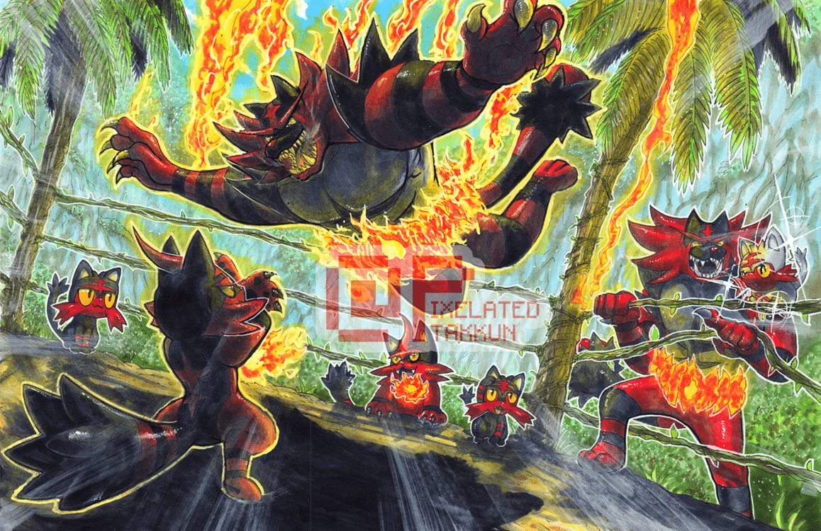 1158x750 Glad you guys liked my Rowlet family piece, here's my Litten family's