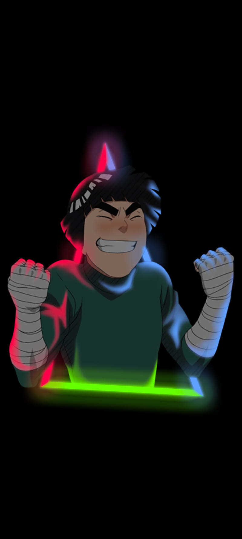 800x1778 Rock Lee Neon, naruto, taijutsu, black, simple, rock lee, anime, HD phone wallpaper