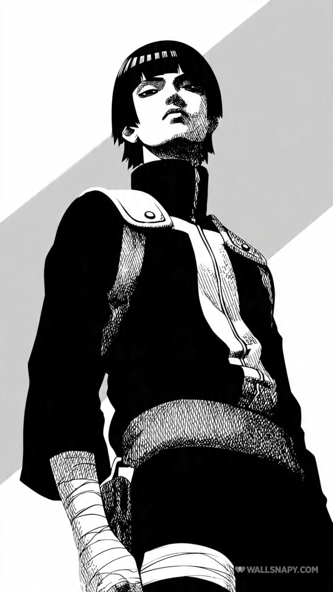 1080x1920 Rock lee bold line art black white wallpaper