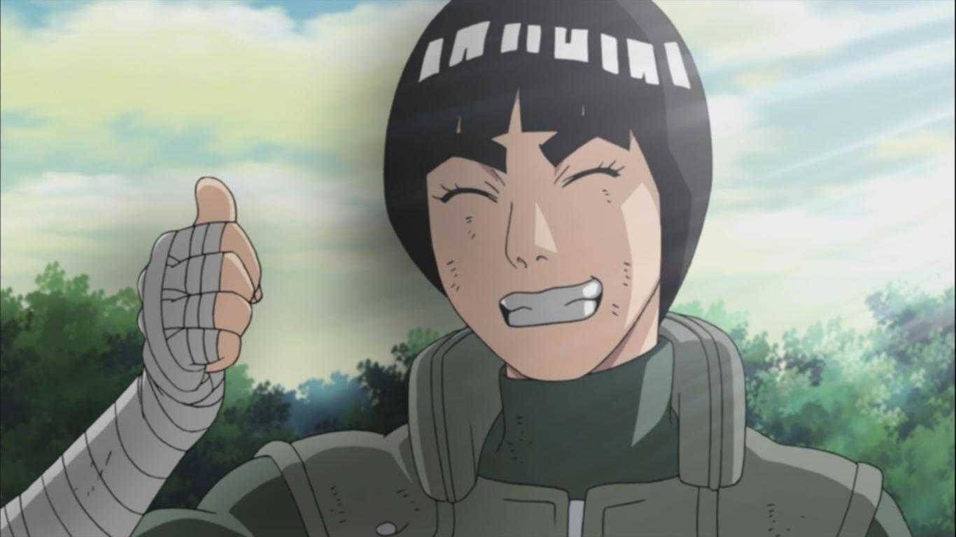 1366x768 Download Cheerful Rock Lee Thumbs Up Wallpaper