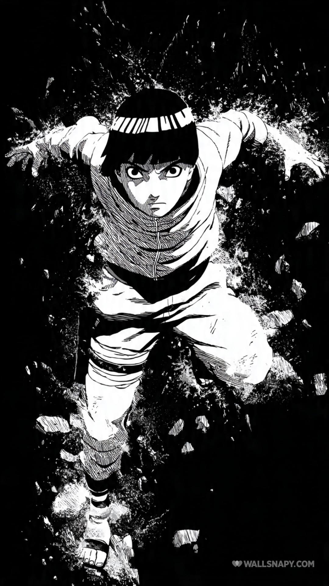 1080x1920 Rock lee dark line art black white amoled wallpaper