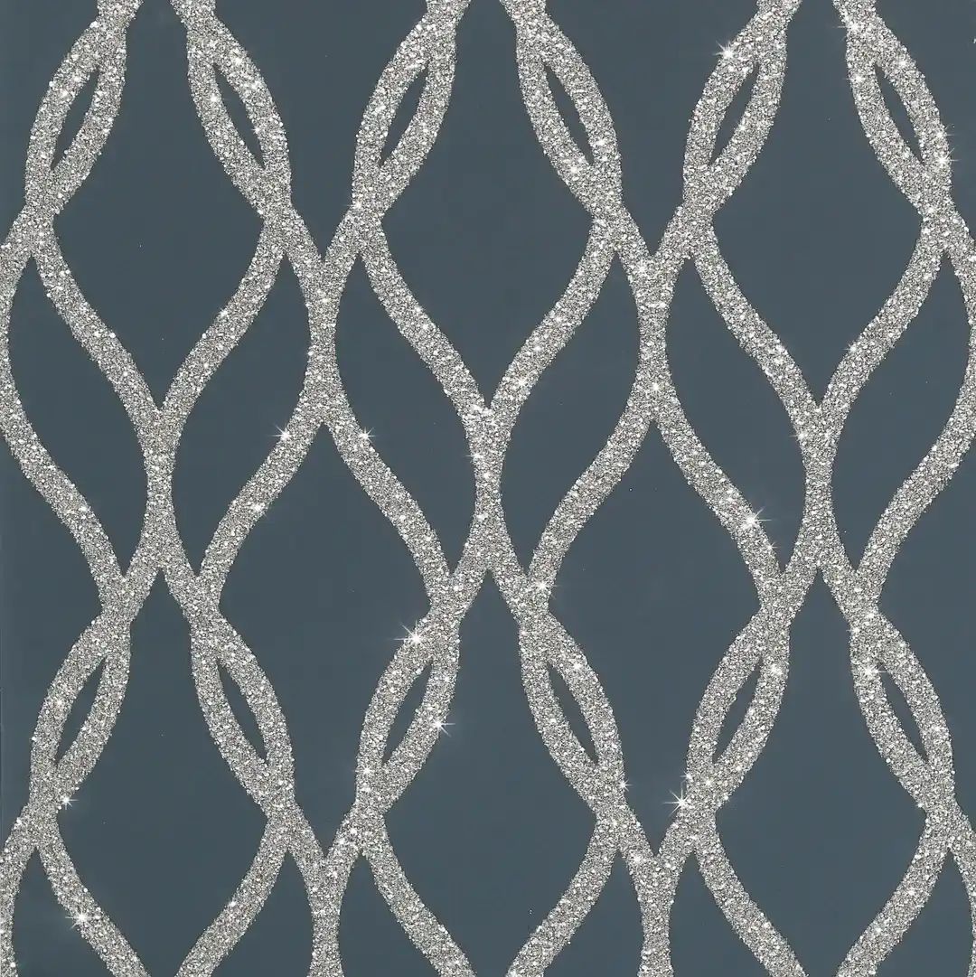 1080x1081 Sequin Trellis Navy & Silver Glitter Wallpaper 921804