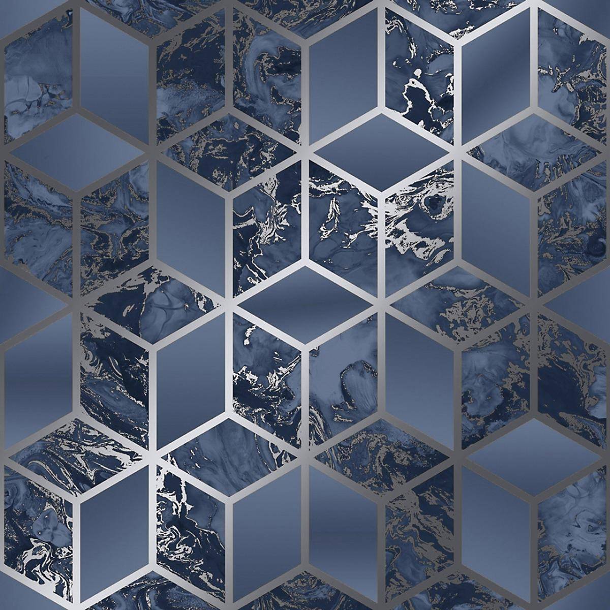 1200x1200 Navy blue and silver wallpaper • Compare prices