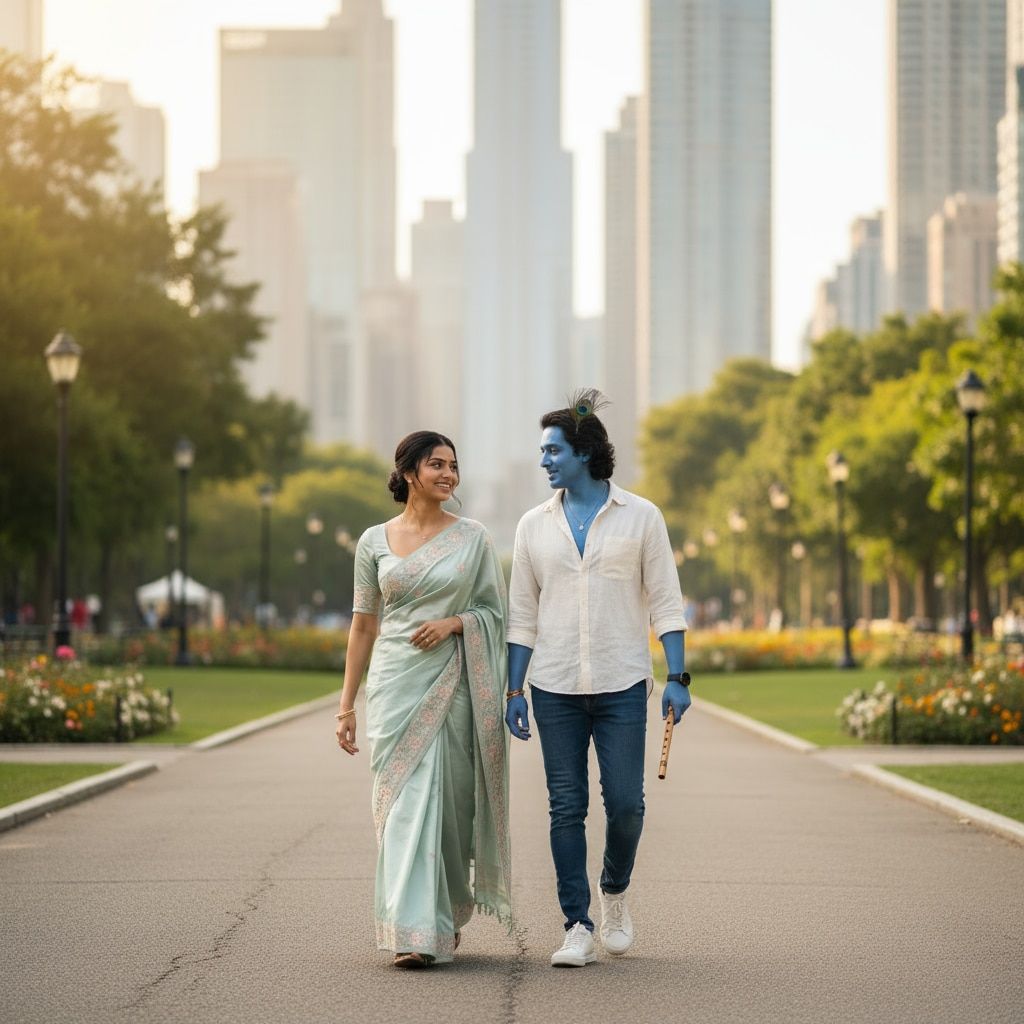 1024x1024 AI Krishna Radha Photo