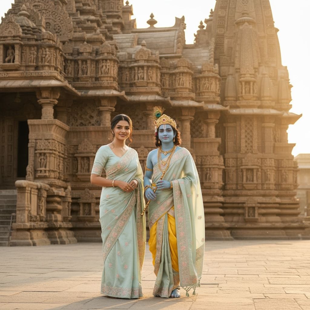 1024x1024 AI Krishna Radha Photo