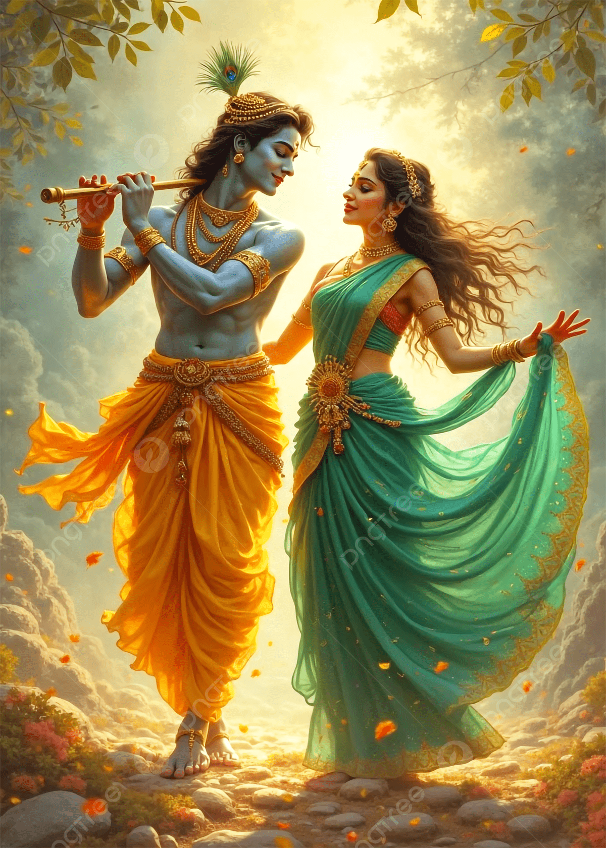 1200x1680 Create Beautiful Hindu Mythology Art Krishna And Radha Background Wallpaper Image For Free Download