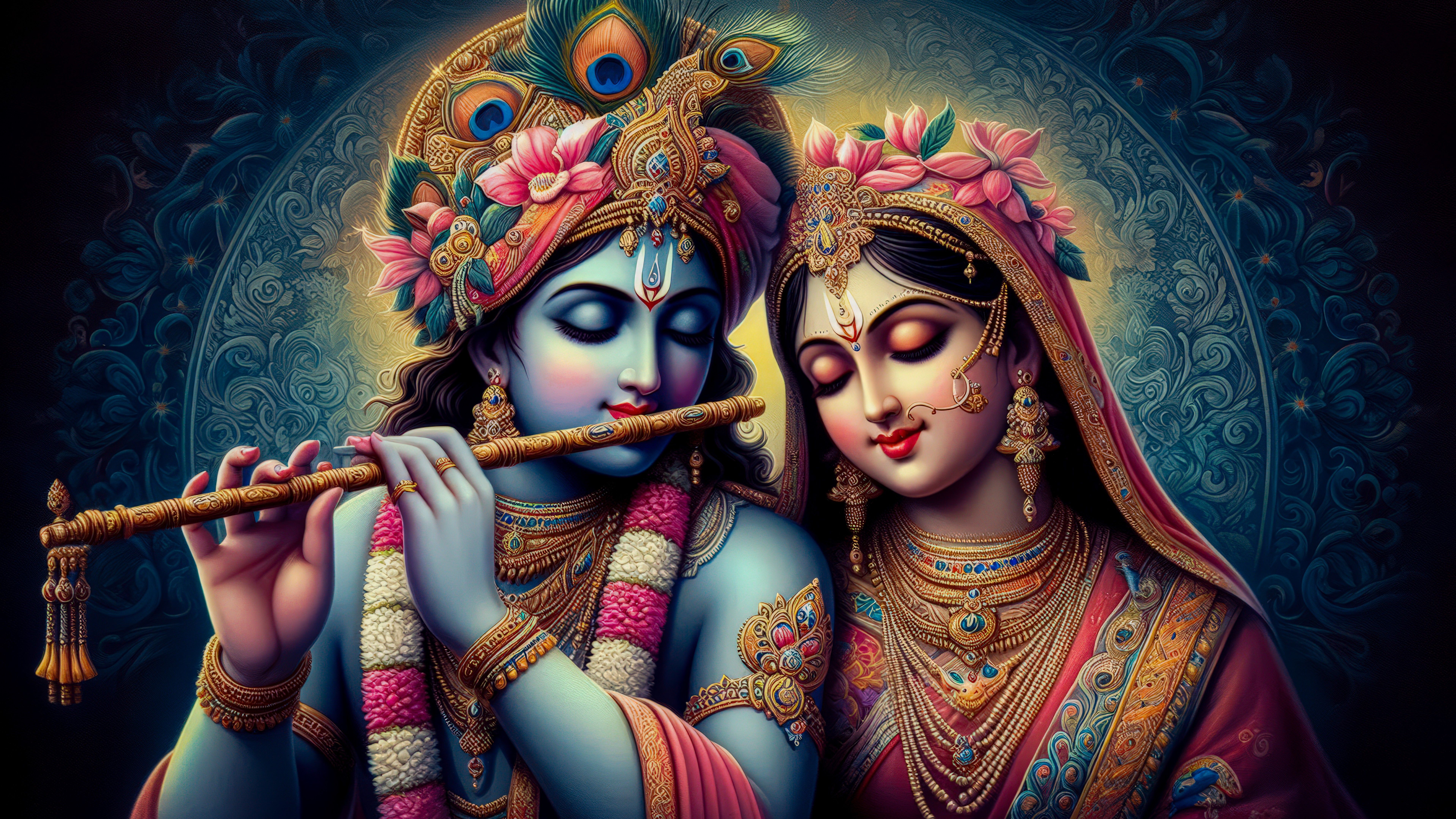 7680x4320 Lord Radha and Goddess Krishna