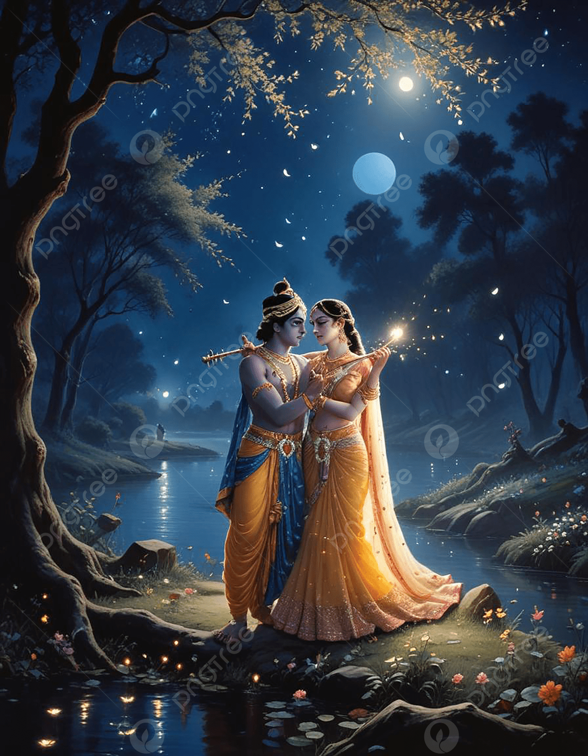1200x1543 Krishna And Radha Portrait Symbolising Their Love In A Beautiful Artistic Painting Style Depicting Divine Connection Spirituality Background Wallpaper Image For Free Download