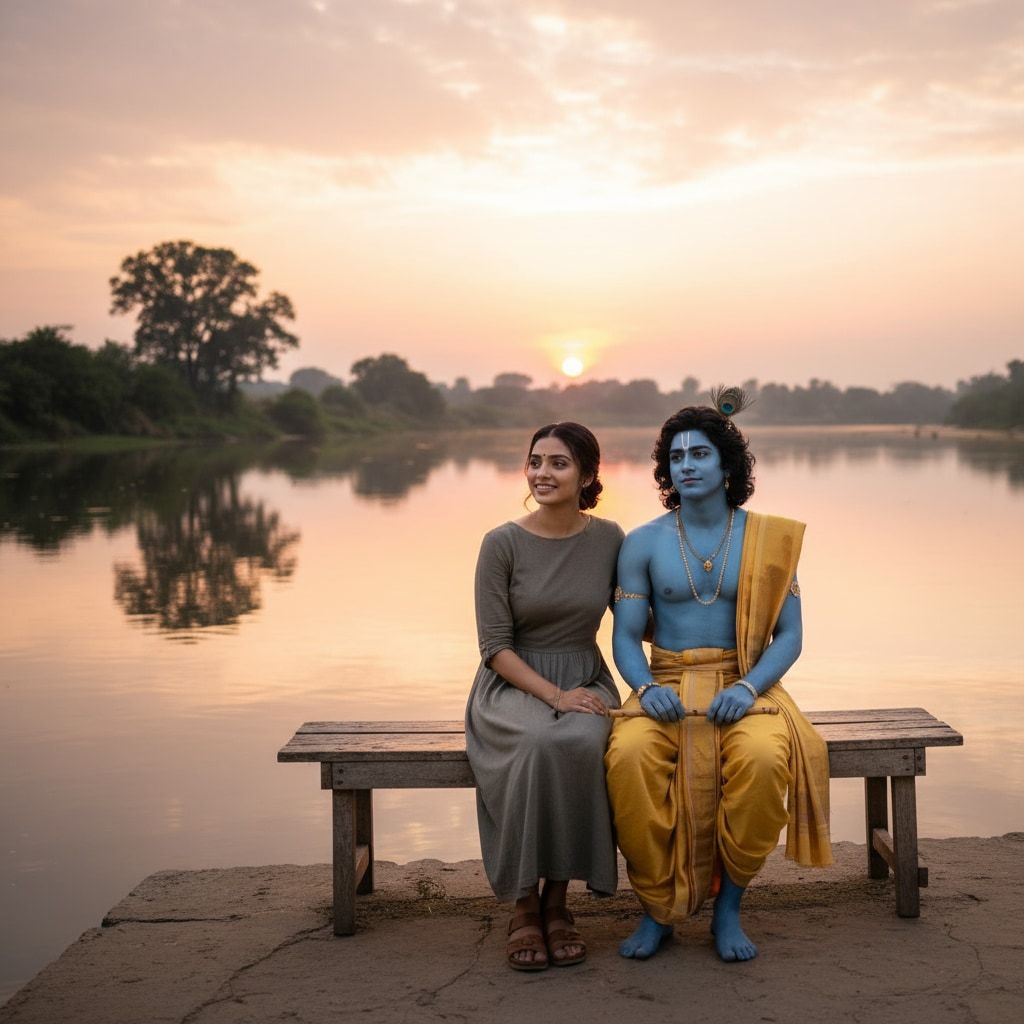 1024x1024 AI Krishna Radha Photo