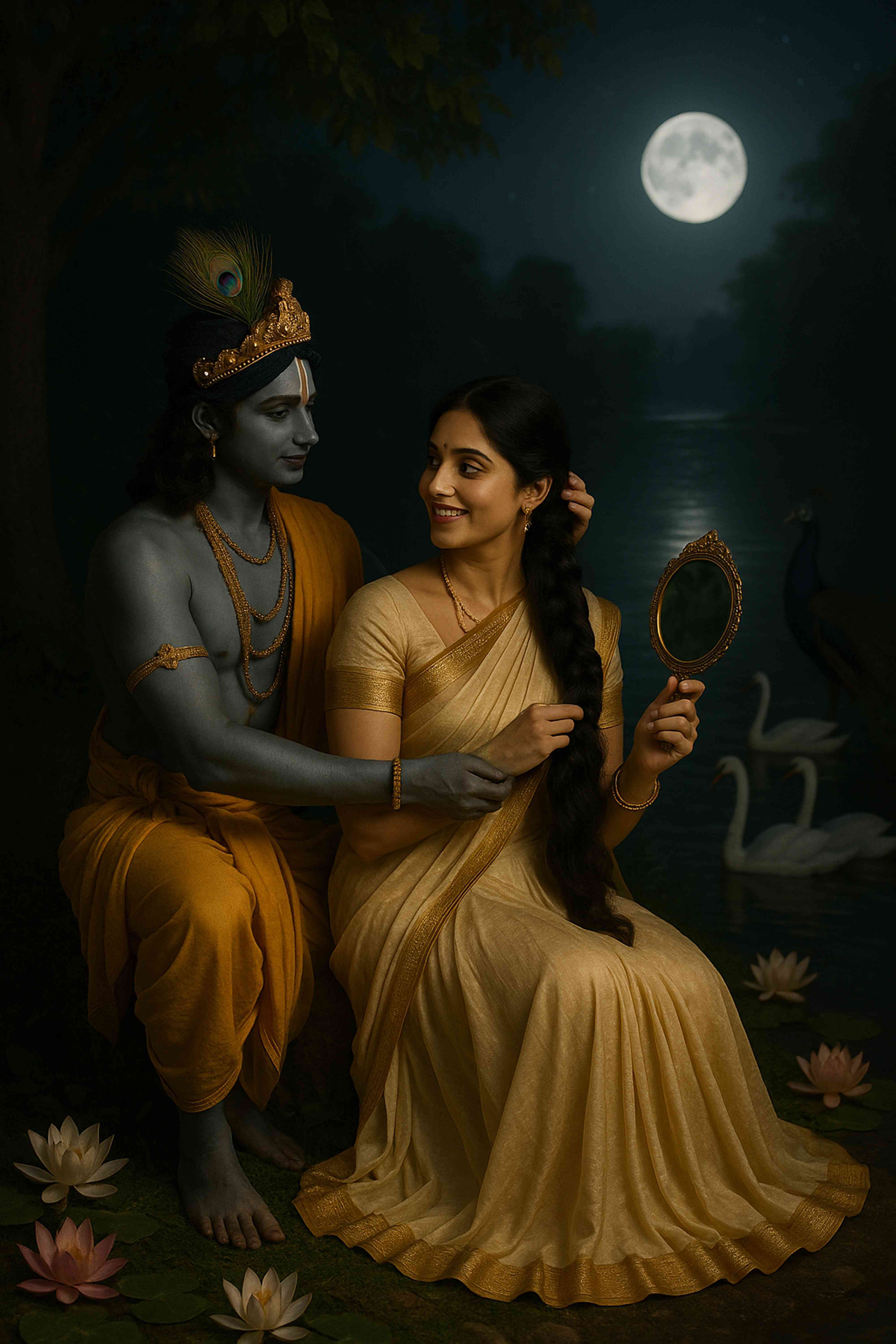 4000x6000 AI Radha Krishna Paintings Online. Spiritual Wall Art