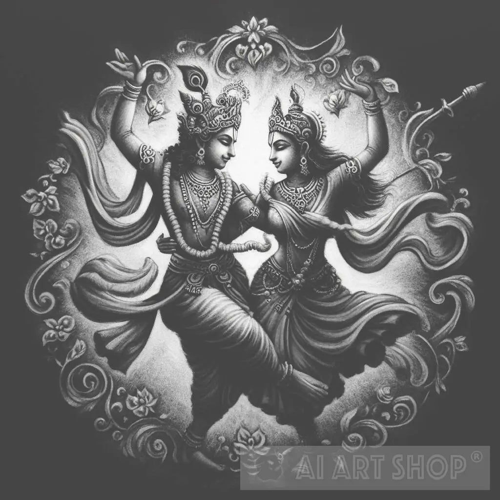 1024x1024 Eternal Rhapsody: Radha and Krishna, Dancing in Love and Harmony