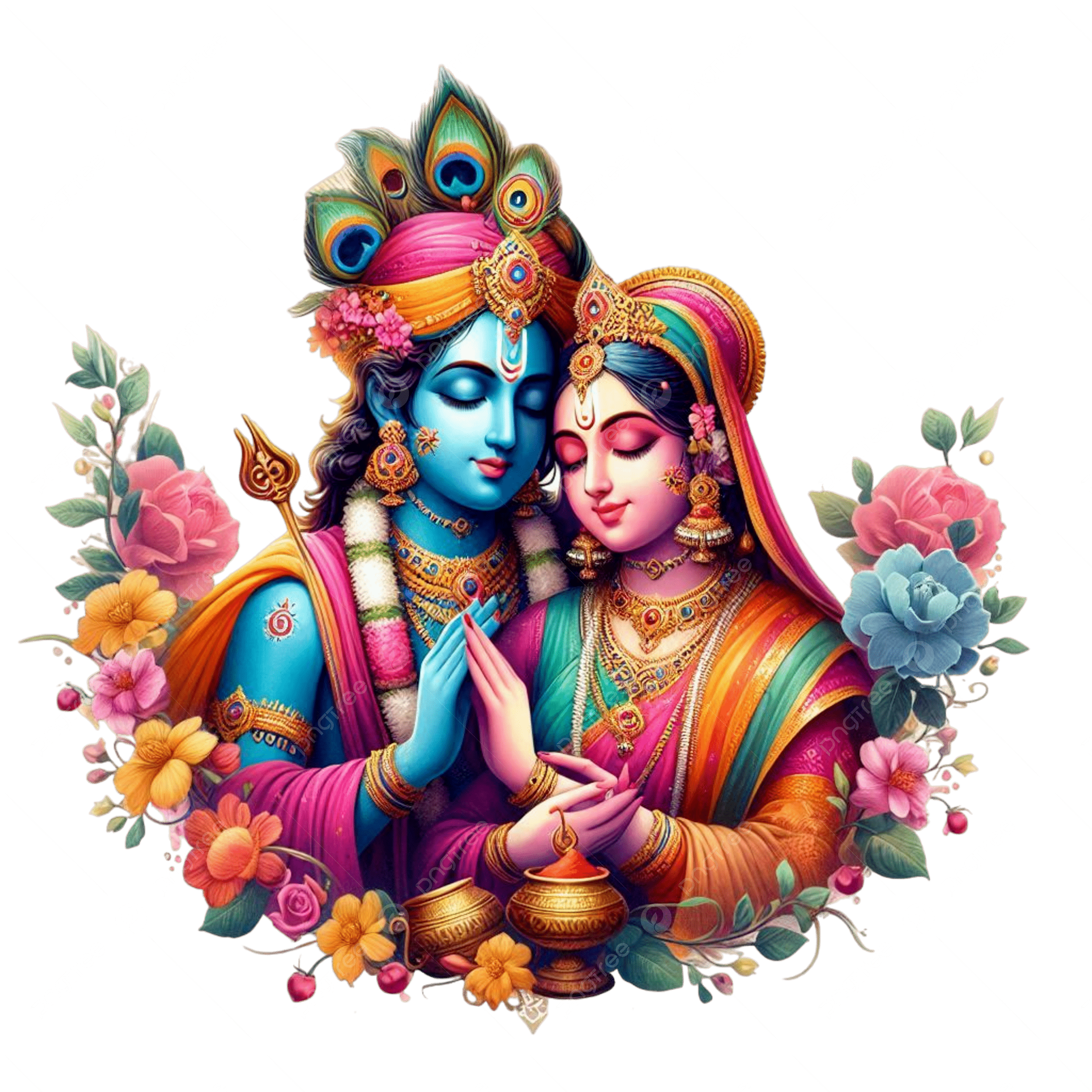 2500x2500 Beautiful 3D Image Of Lord Radhakrishna Wallpaper Poster Banner Style Janmashtami Ai Generated, Beautiful 3D Image