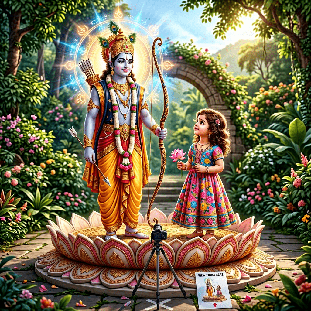 1024x1024 Mystical Wallpaper Of Radha And Krishna In Vrindavan. AI Art Generator. Easy Peasy.AI