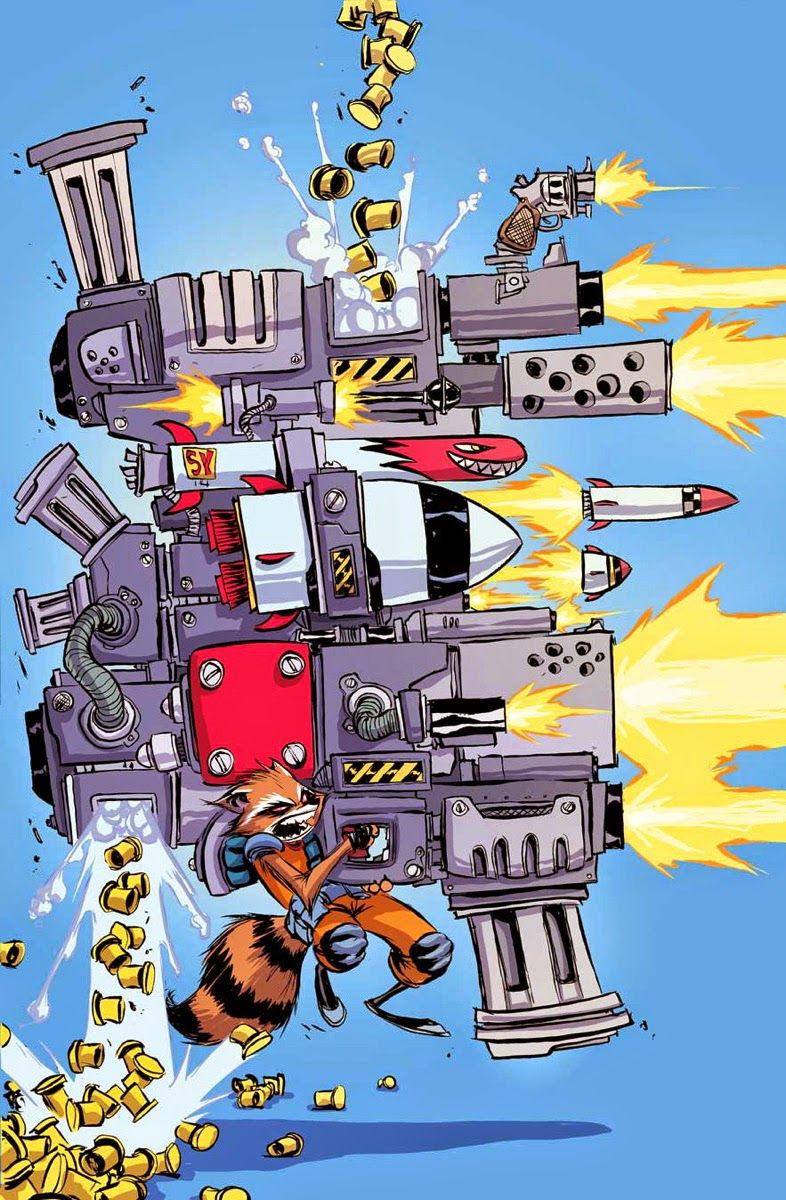 786x1200 Fashion and Action: Rocket Raccoon Comic Cover Art by Skottie Young + Variants
