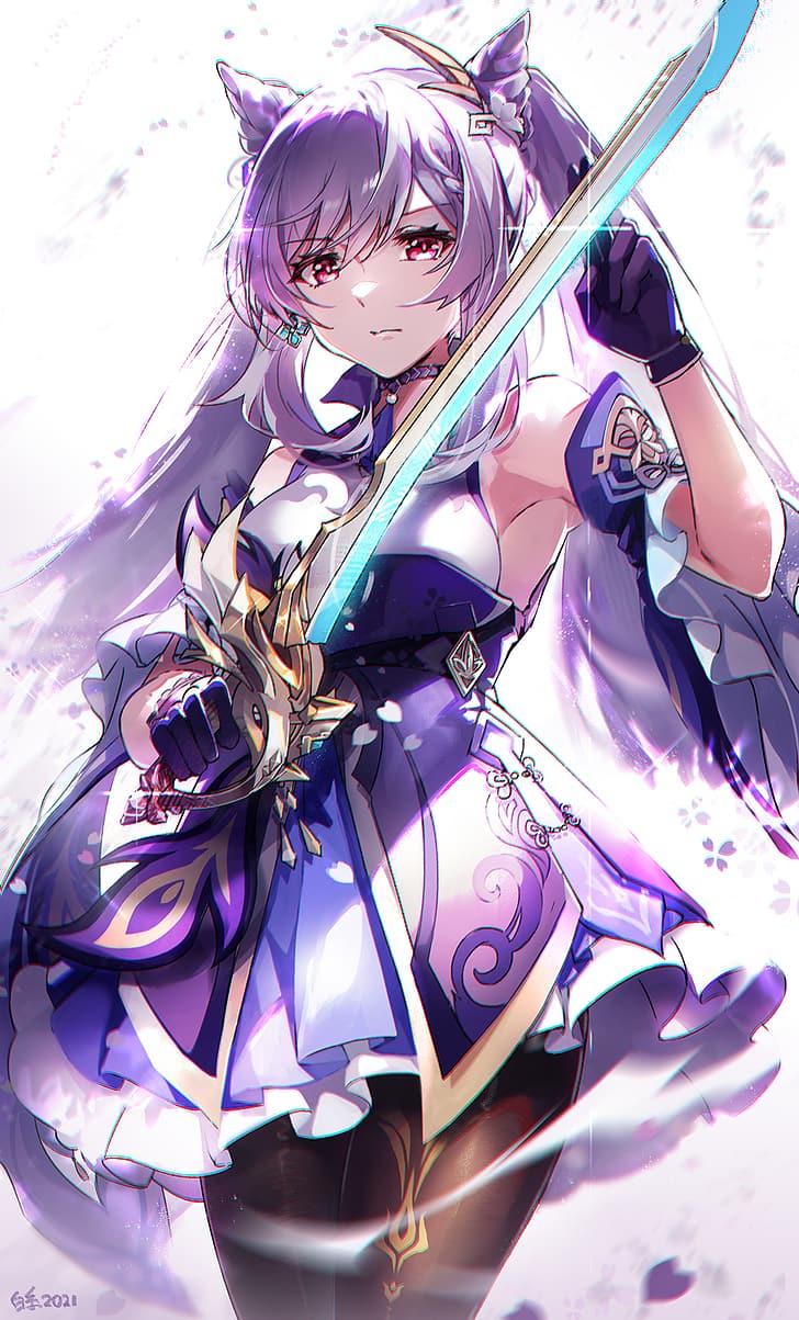 728x1203 1284x2778px. free download. HD wallpaper: anime, anime girls, keqing (genshin impact), Baisi Shaonian