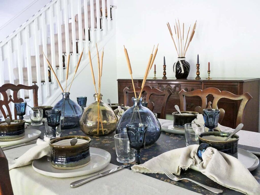 1024x768 Cozy Fall Table Setting: Navy & Tan the Table