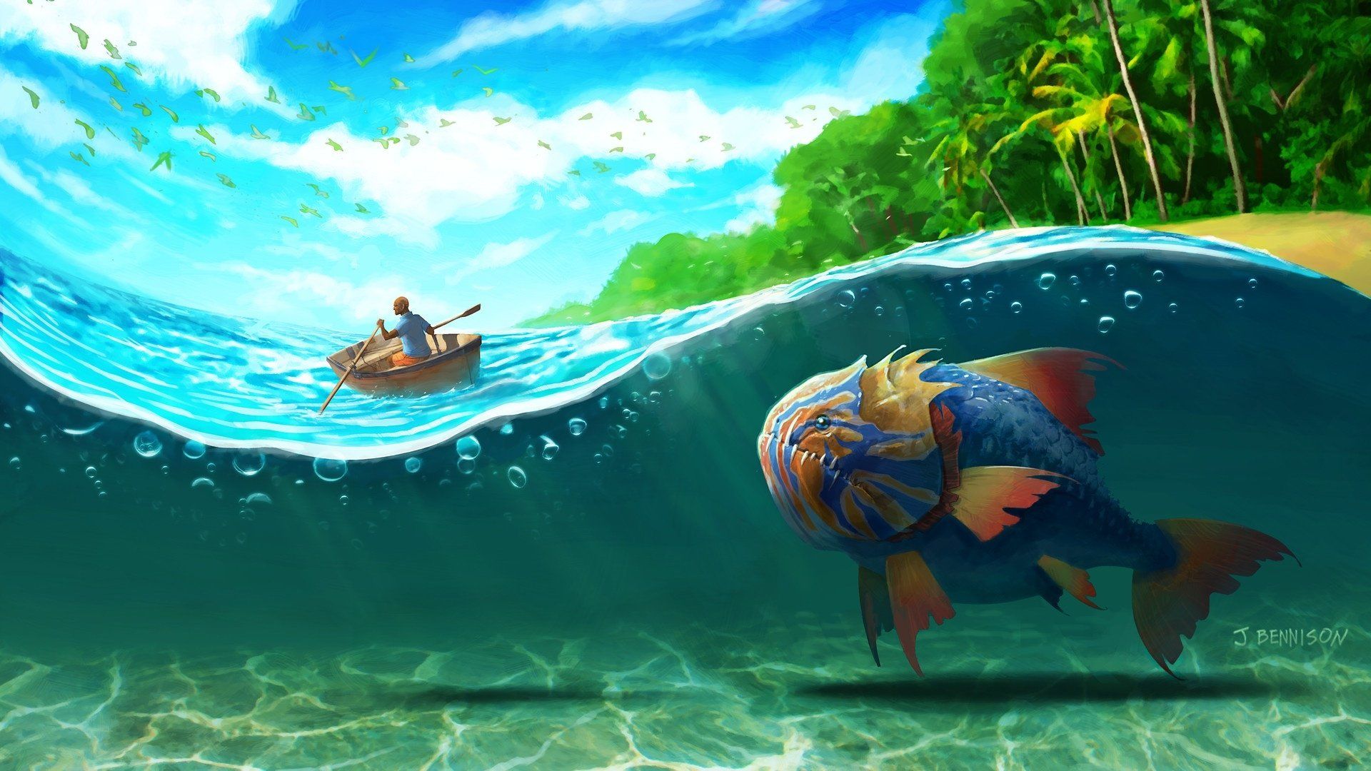 1920x1080 Fantasy Sea Monster HD Wallpaper: The Enchanted Ocean Fish