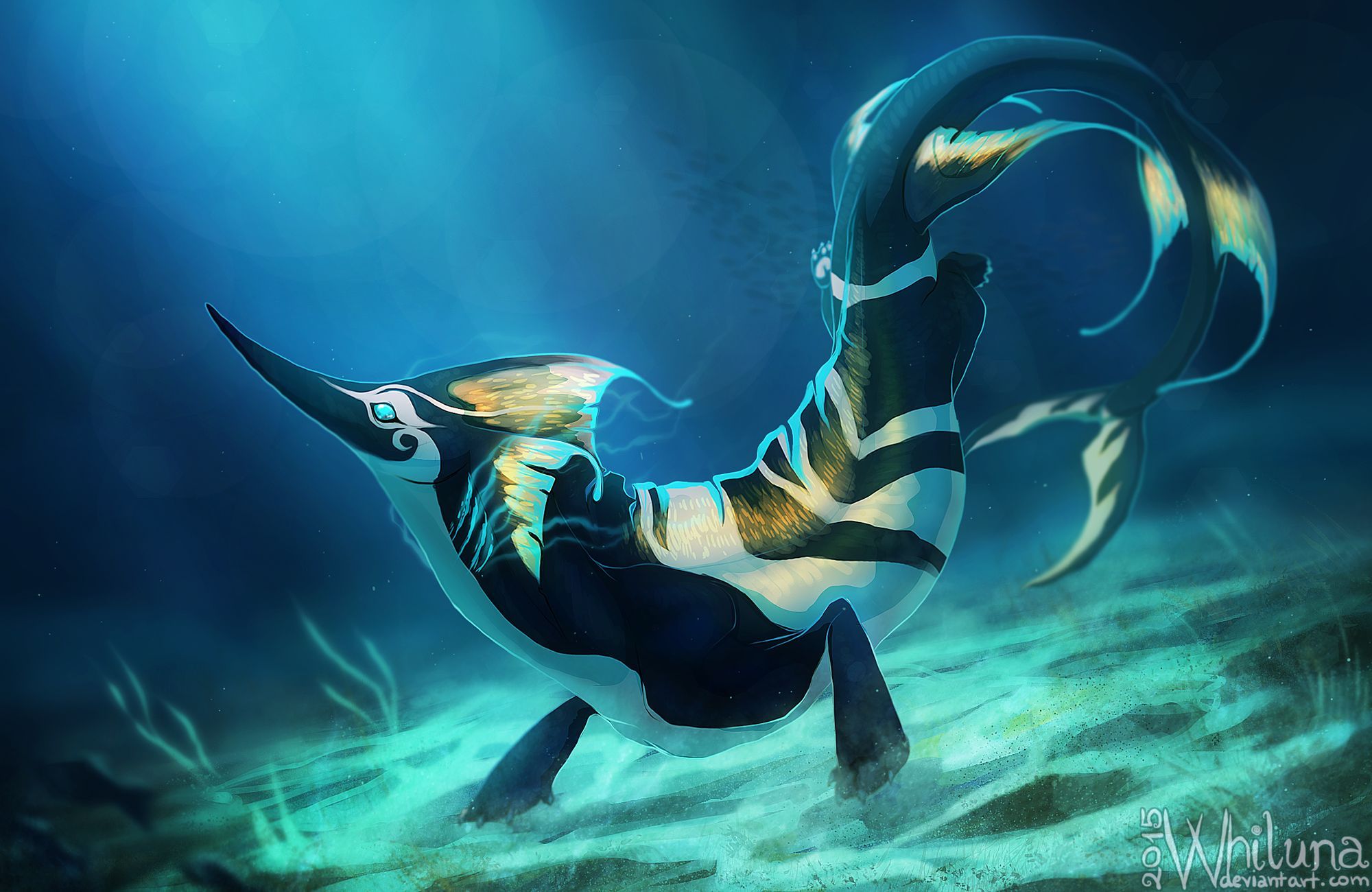 2000x1300 Desktop wallpaper: Fantasy, Sea Monster, Fish 4K free download for PC. 722519