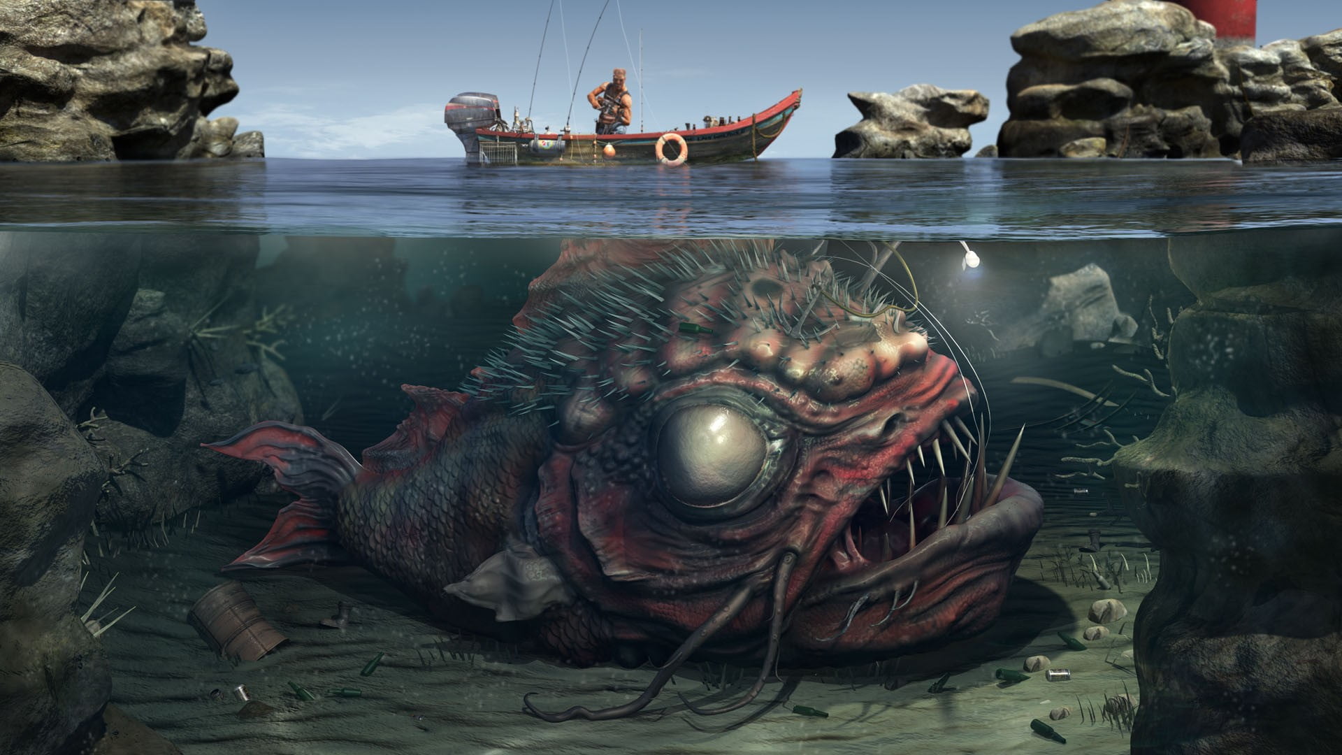 1920x1080 Piranha illustration, creature, fish HD wallpaper