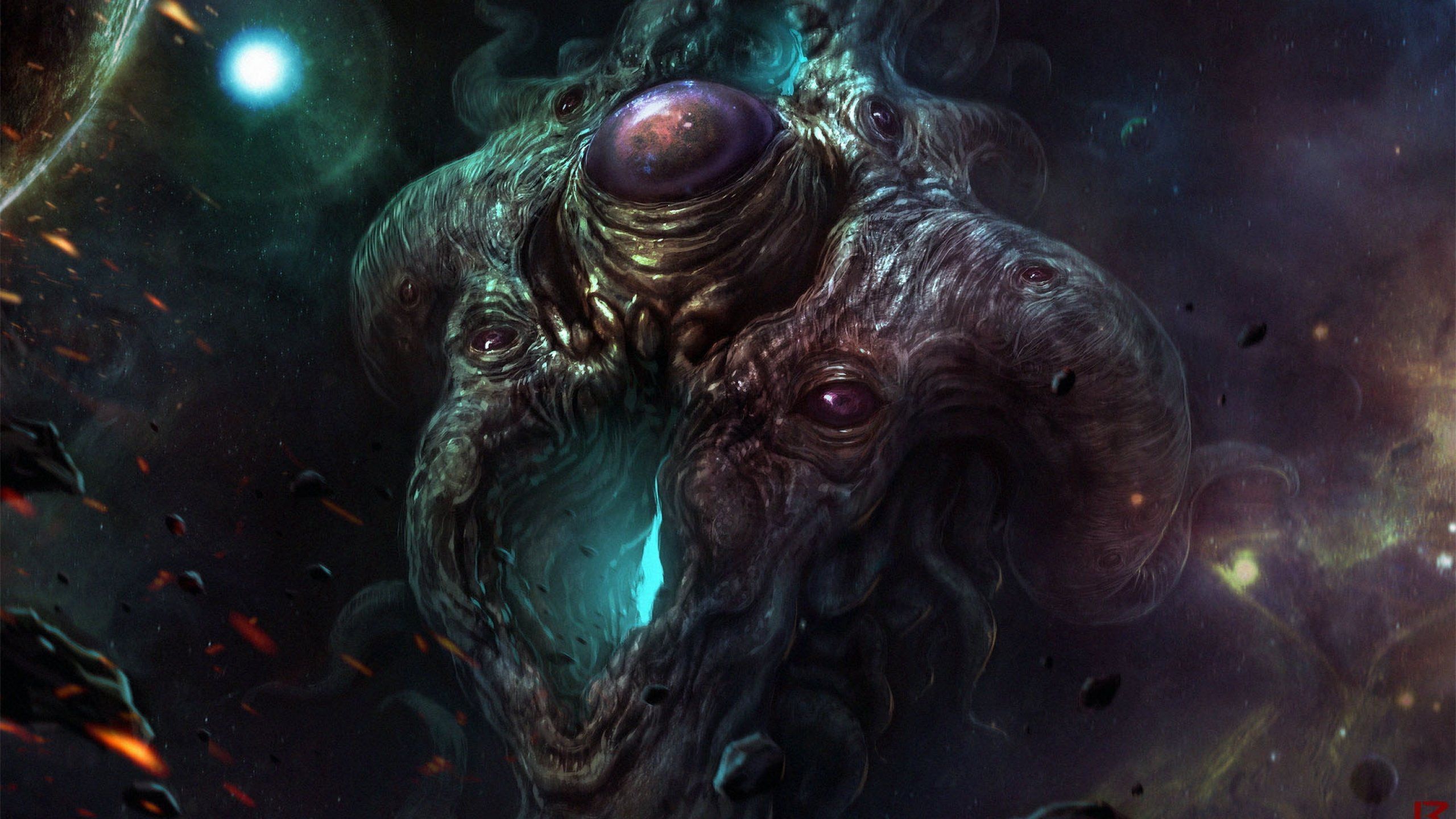 2560x1440 fantasy, Art, Artwork, Creature, Monster, Ocean, Sea, Underwater, Fish Wallpaper HD / Desktop and Mobile Background