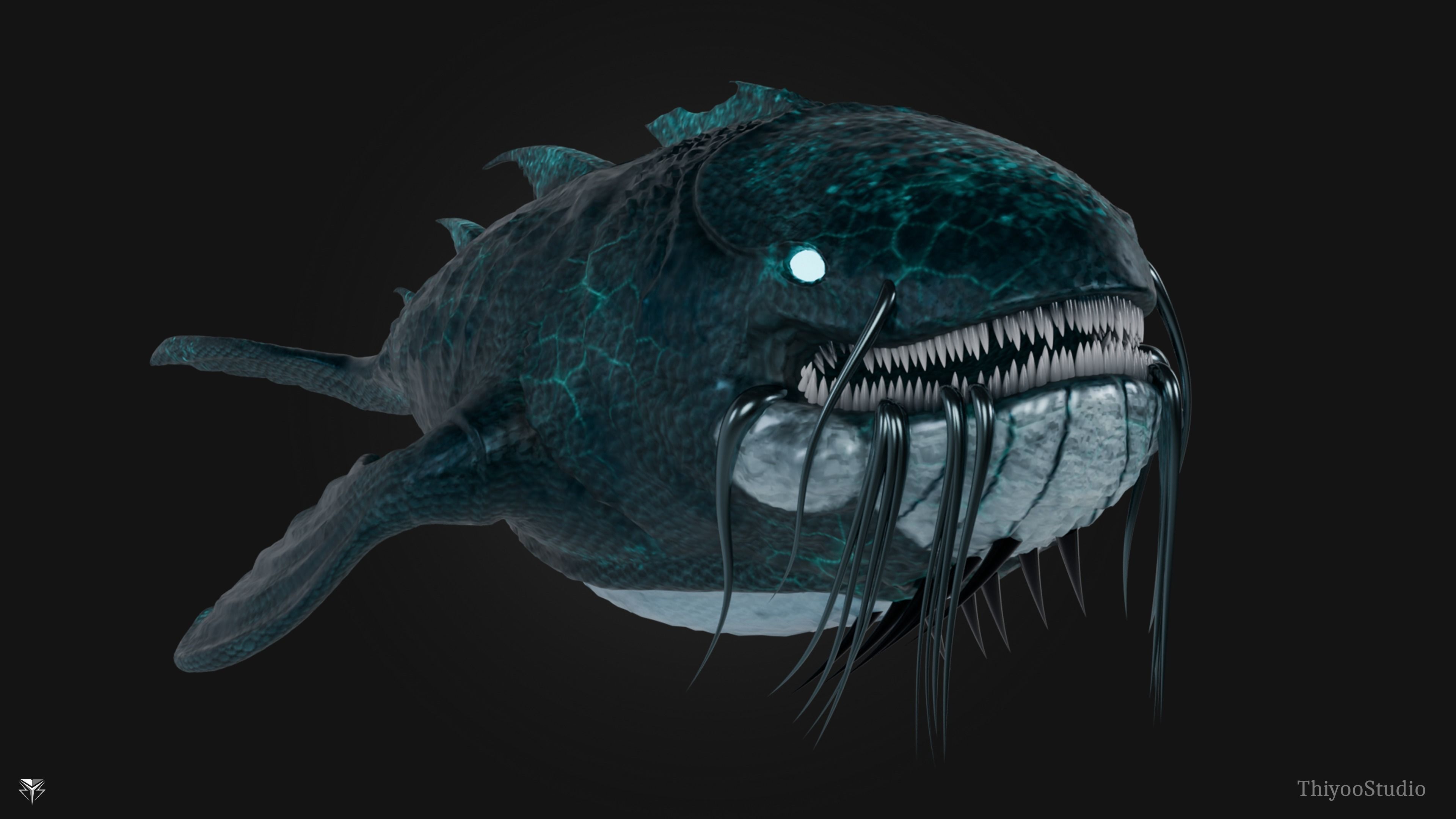 3840x2160 3D Model Monster Fish VR / AR / Low Poly
