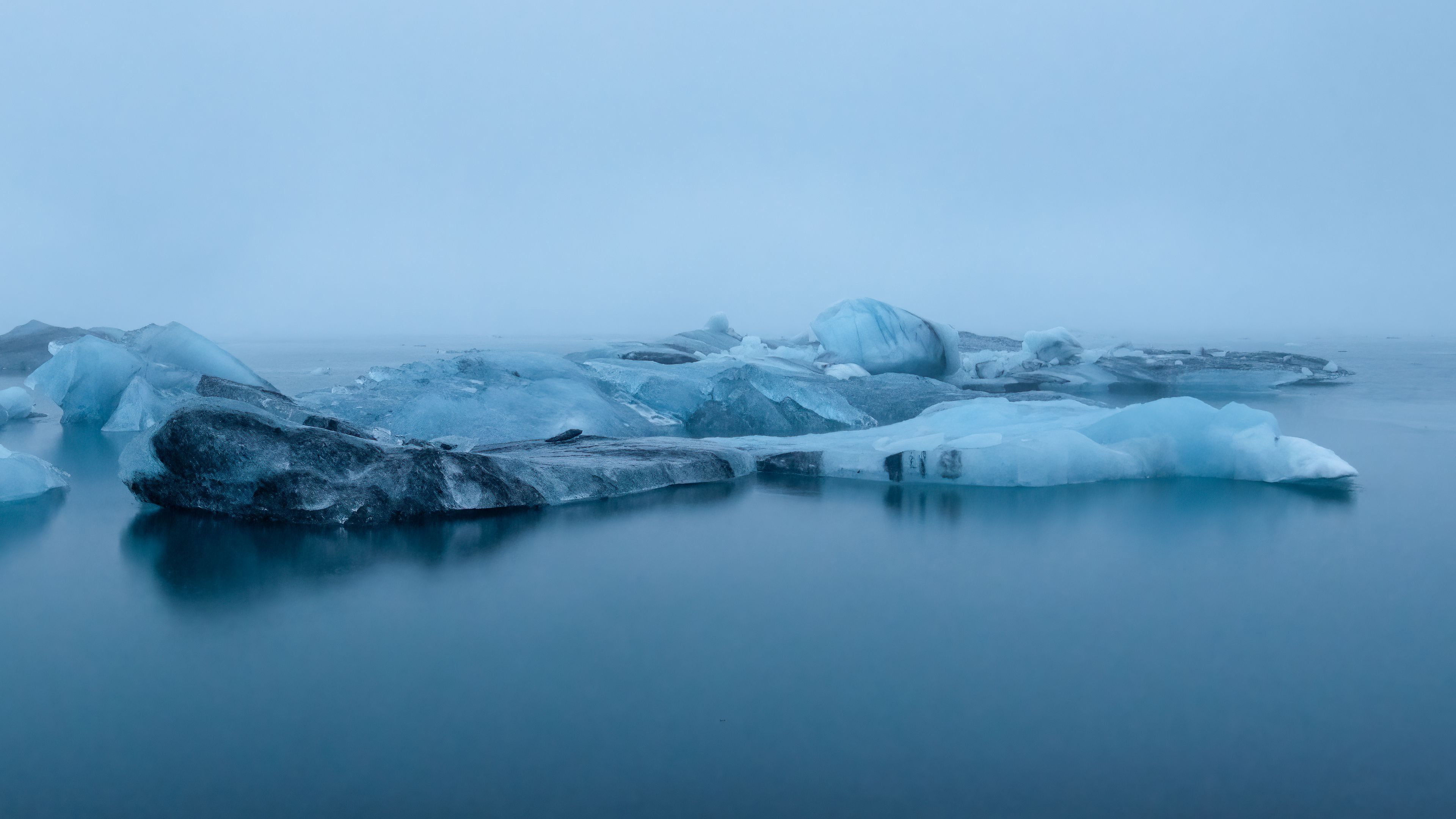 3840x2160 Glacier Frozen Water Ice Blue Sky Background 4K HD Nature Wallpaper