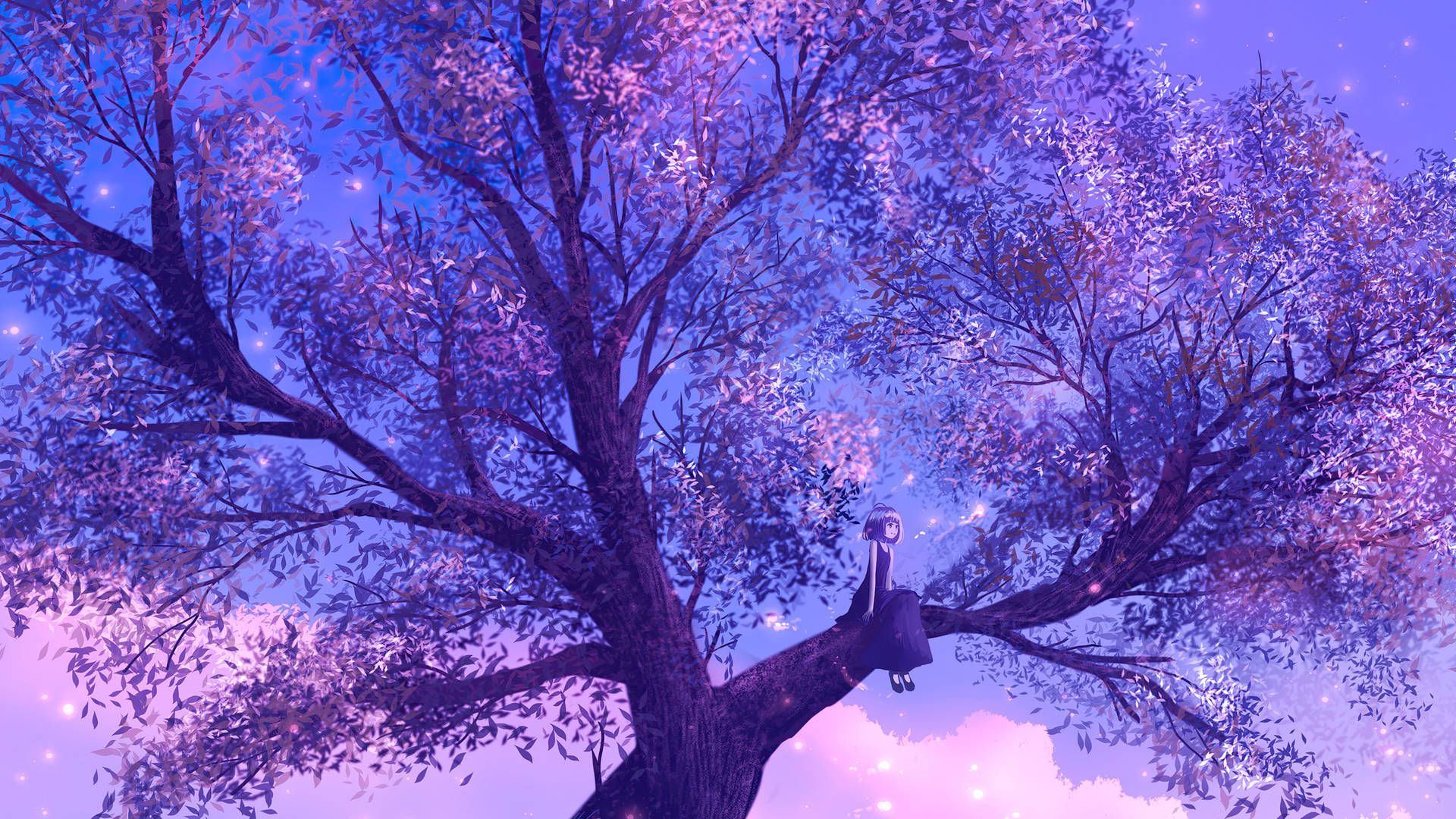 1920x1080 Purple Tree Wallpaper