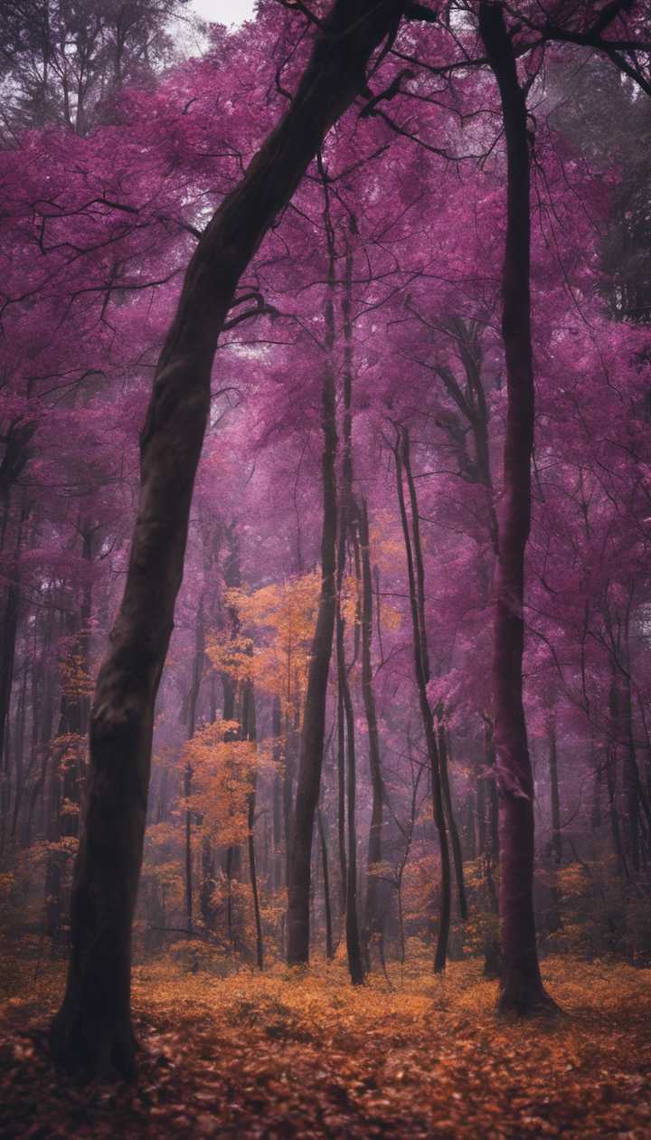 720x1260 A dense forest consisting of mature purple trees during autumn. Wallpaper [5c828114430a44a287e5]