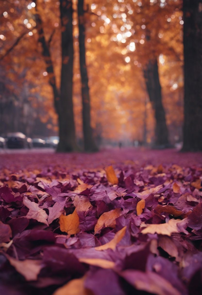 832x1216 A mysterious autumn scene with leaves forming a tidal wave of deep purple colors. Wallpaper [d9b7b8158ea648bcae4a]