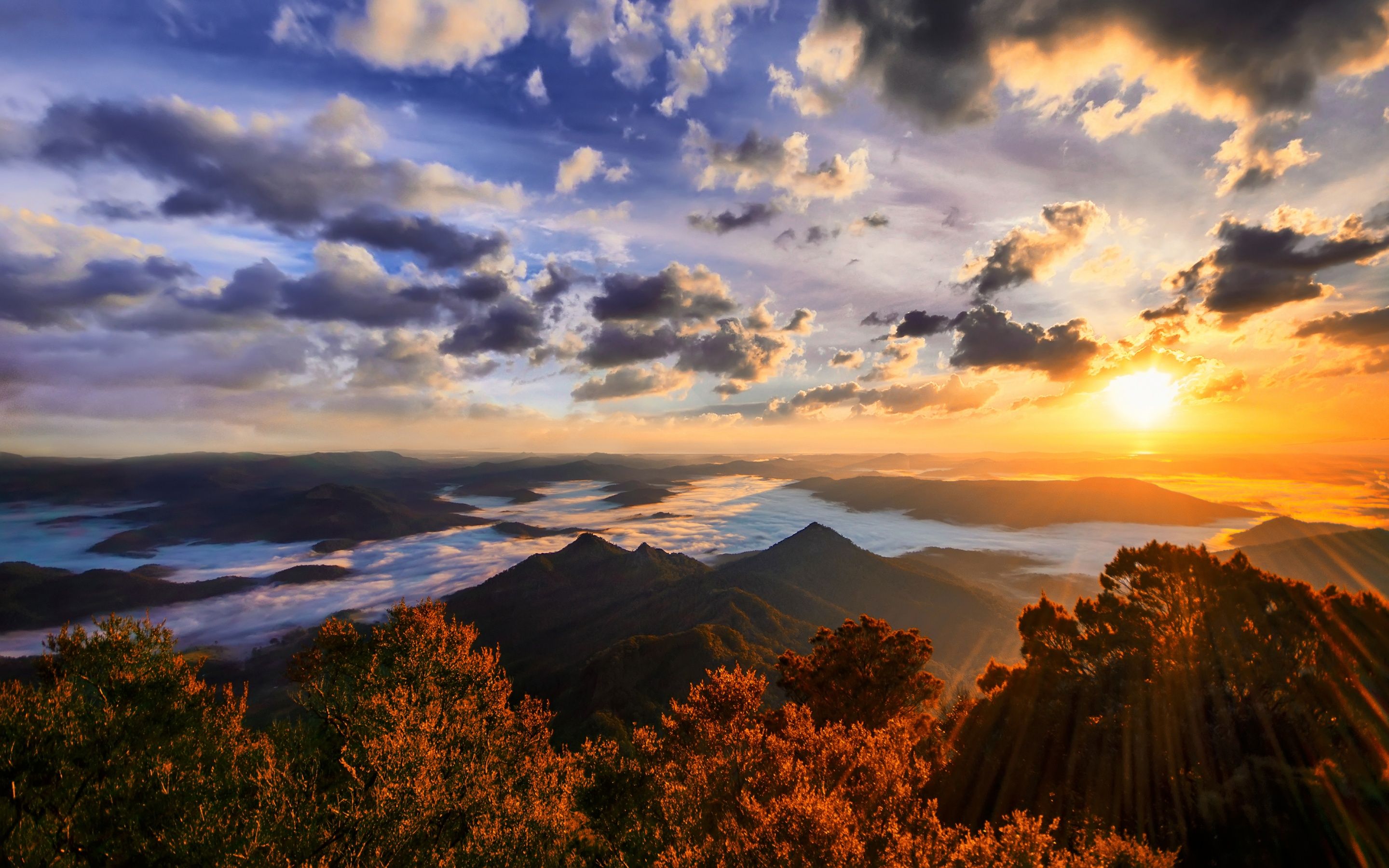 2880x1800 Mount Warning Wallpaper 4K, Australia, Landscape, Cloudy Sky