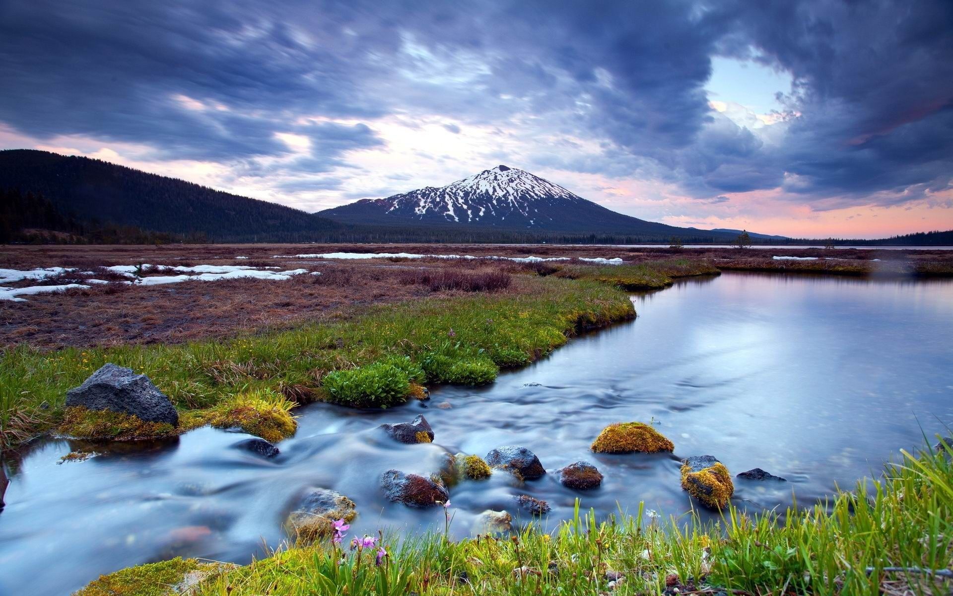 1920x1200 River Cloudy Landscape HD Desktop Wallpaper