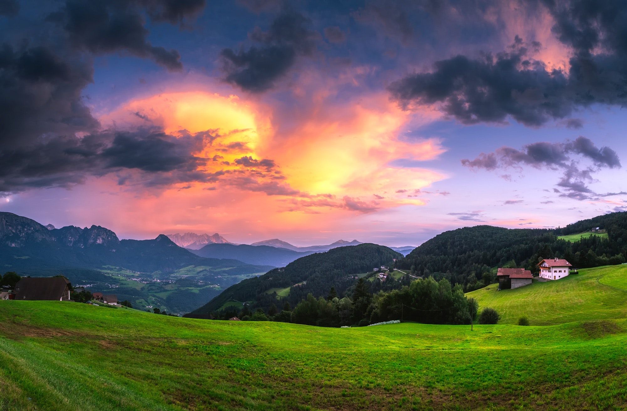 2000x1311 Free photo: Scenic View of Landscape Against Cloudy Sky, Clouds, Cottage