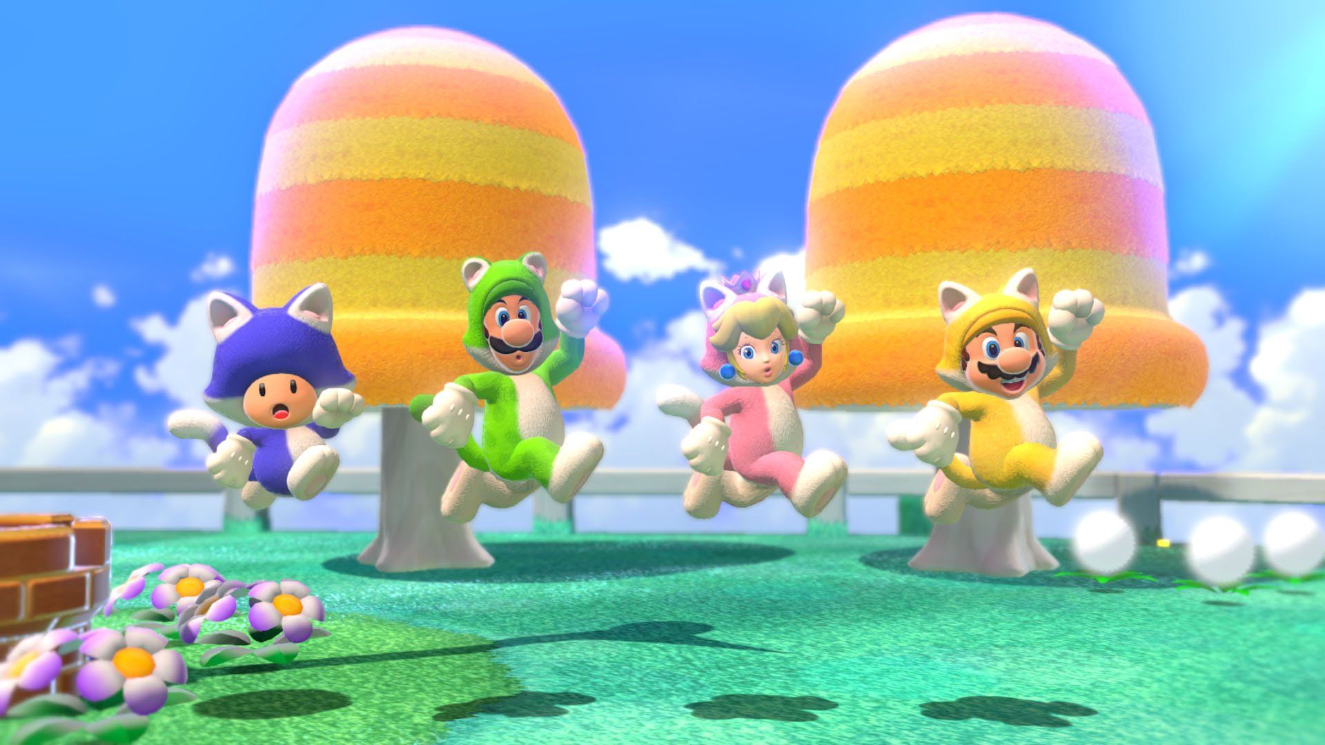 1920x1080 Download Mario Princess Peach Luigi Toad (Mario) Video Game Super Mario 3D World + Bowser's Fury HD Wallpaperx1080