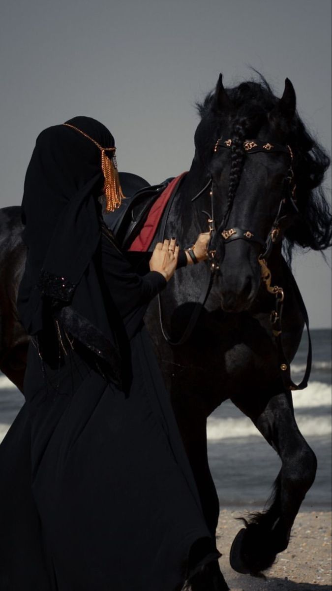 675x1200 Woman riding horse. Arab culture, Desert minimal long robe, Aesthetic horse girl