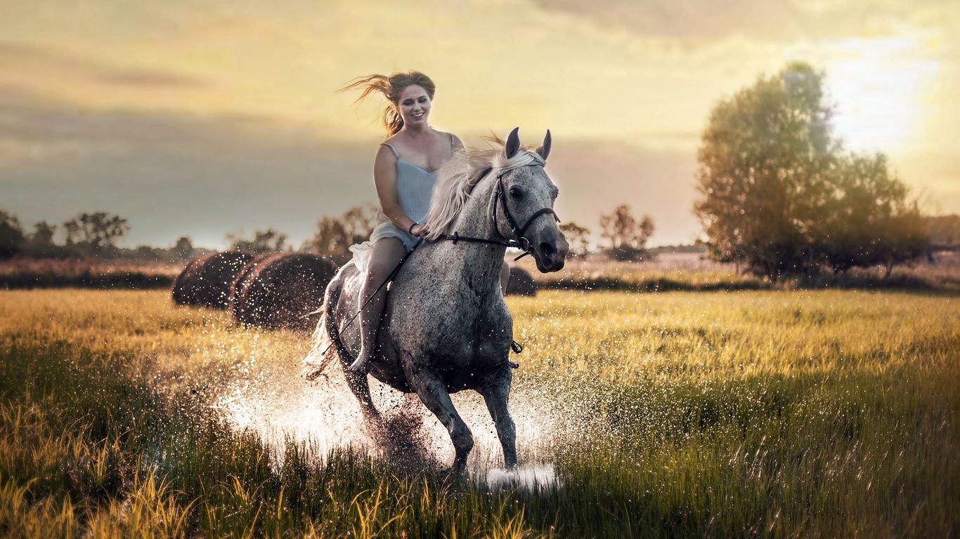 1366x768 Happy Girl Riding Horse Laptop HD , HD 4k Wallpaper, Image, Background, Photos and Picture