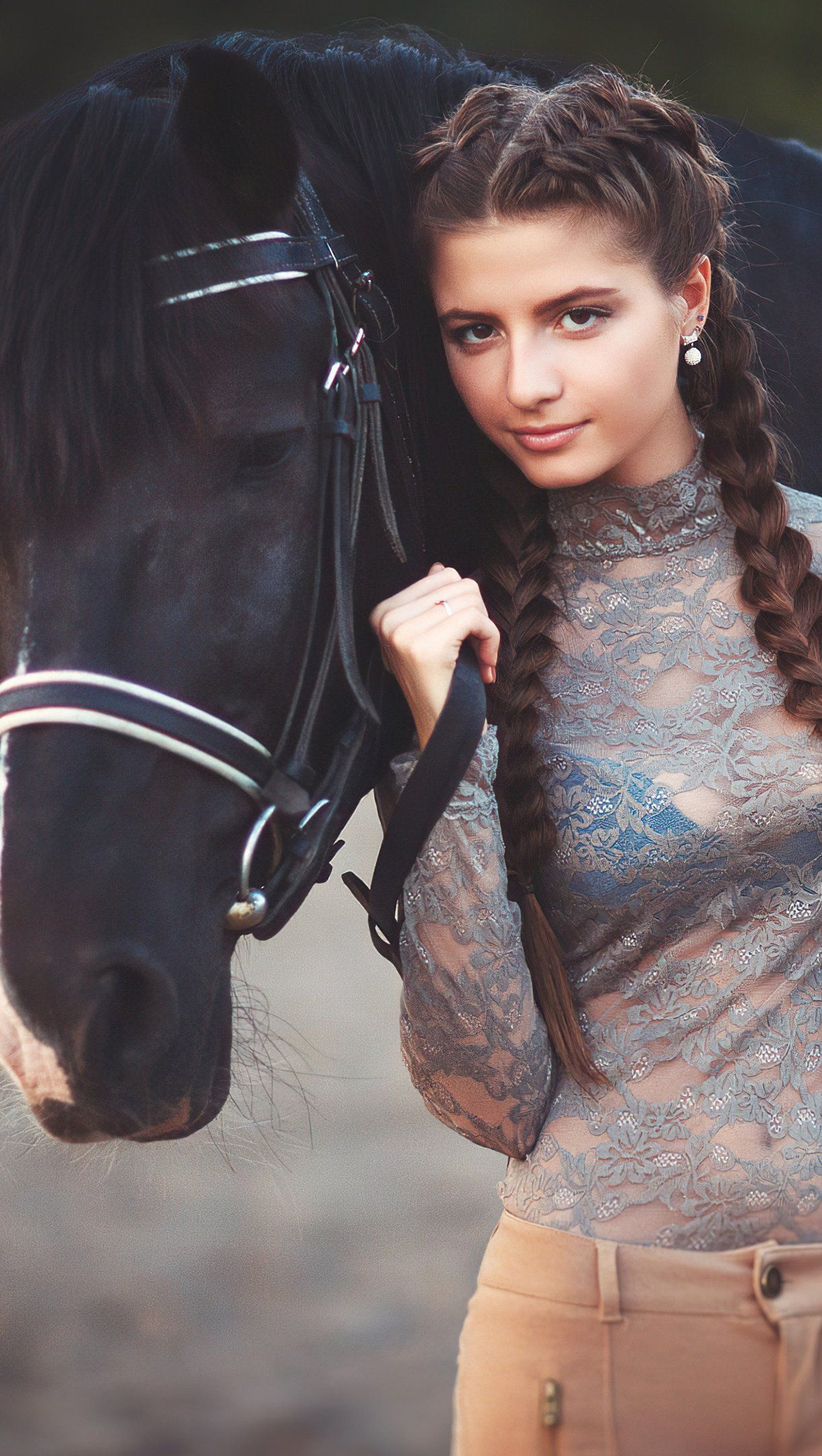1220x2160 Girl with a horse Wallpaper 4K for iPhone and Mobile Phone