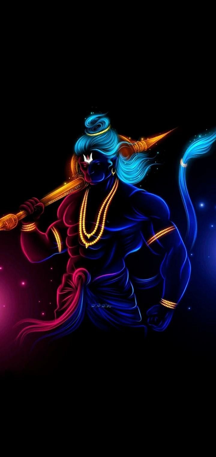 720x1520 Neon Hanuman ji wallpaper