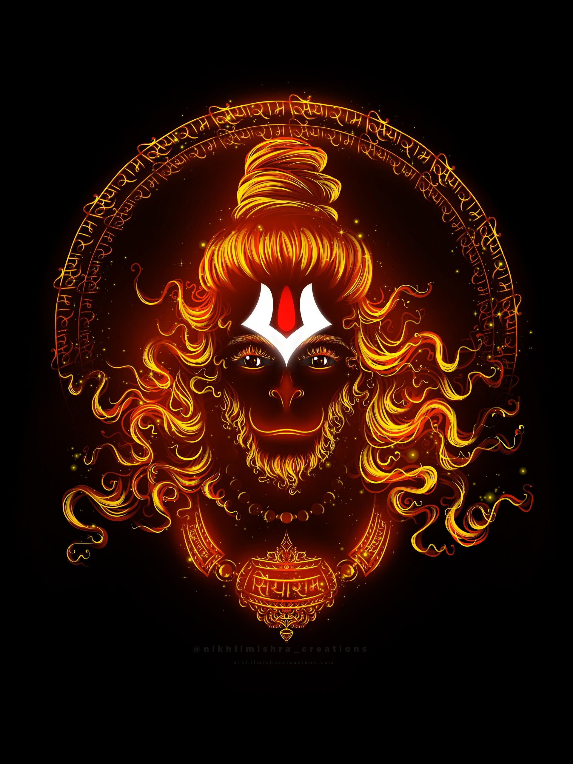 1920x2560 Neon Hanuman Wallpaper