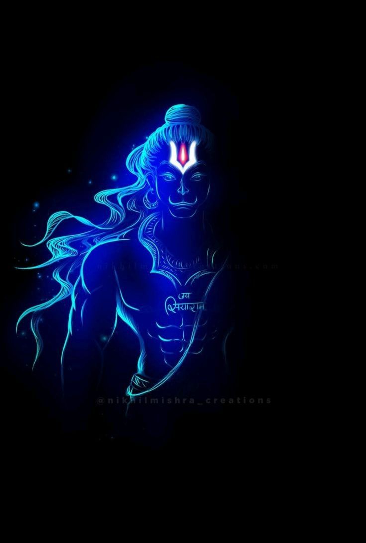 736x1090 Mahadev Digital Art by Nikhil Mishra. Nikhil mishra creations, Trishul black background, Hanuman neon wallpaper