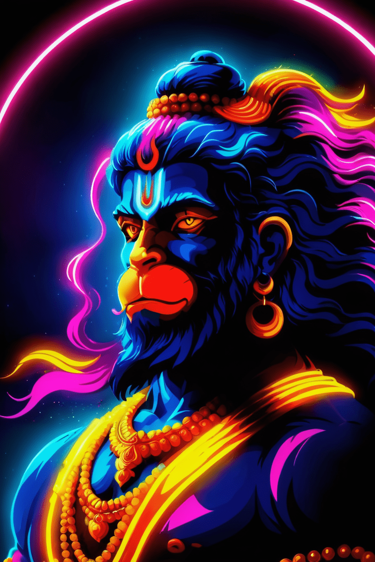 768x1152 Neon Hanuman Wallpaper