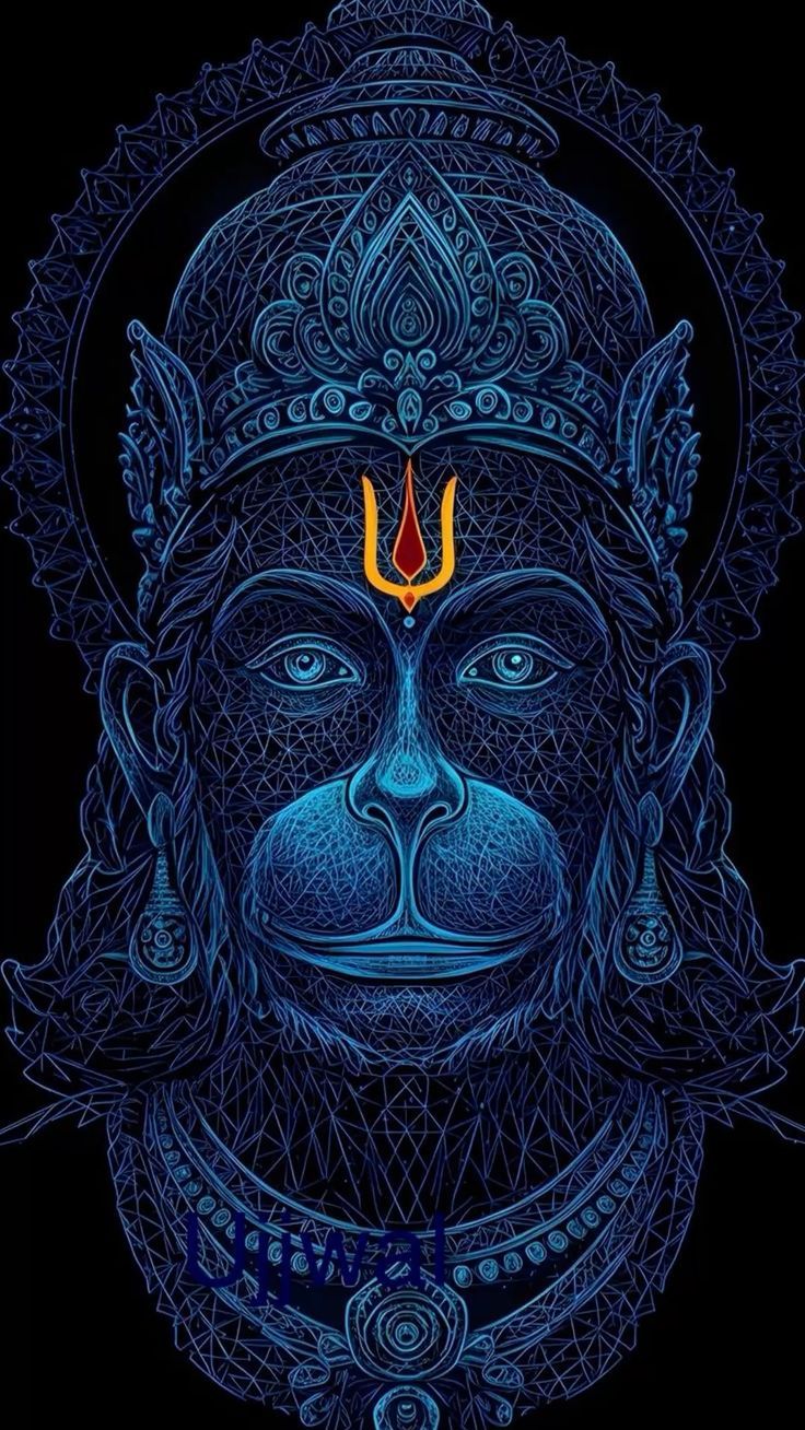 736x1308 Neon Hanuman Ji Wallpaper