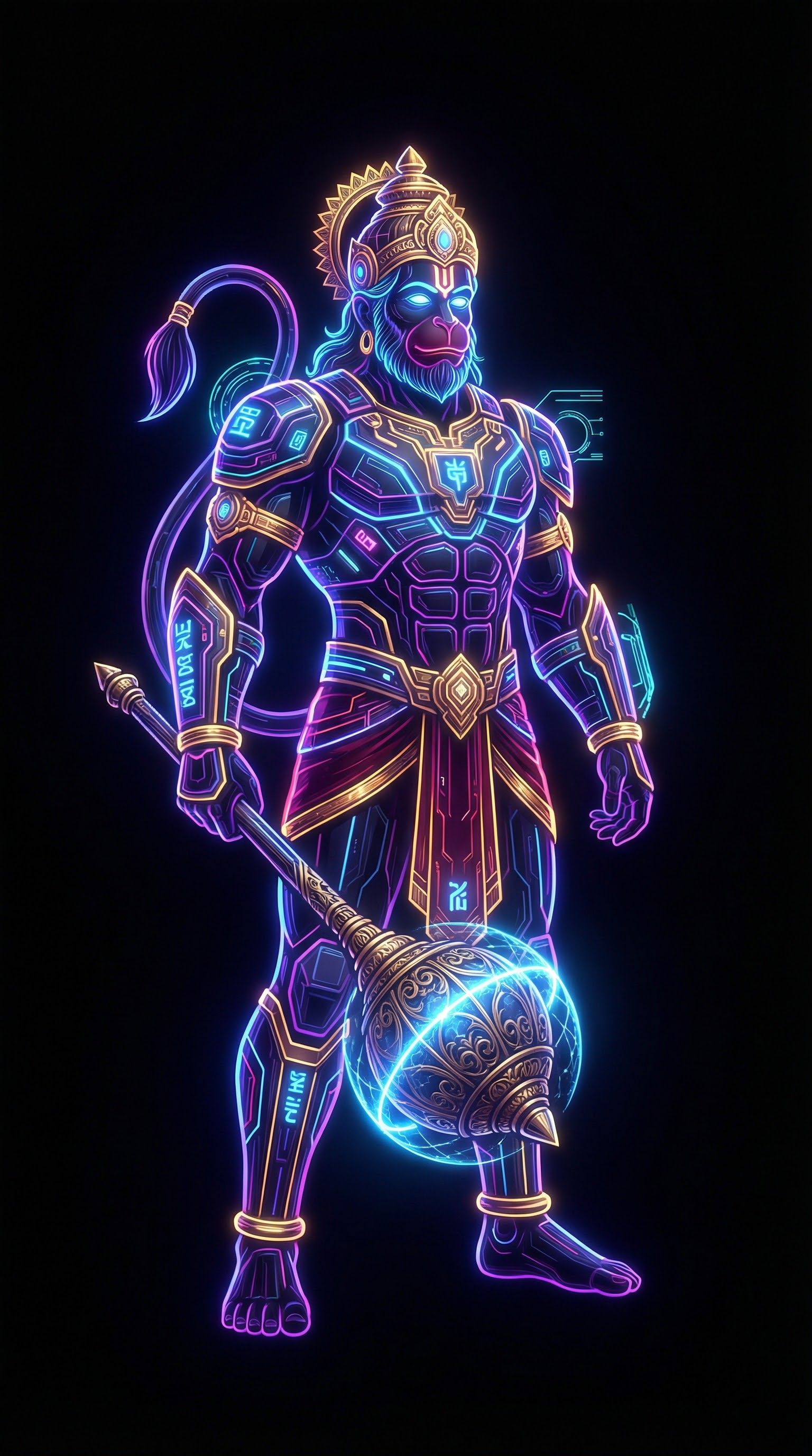 1536x2752 Hanuman AMOLED Wallpaper 4K