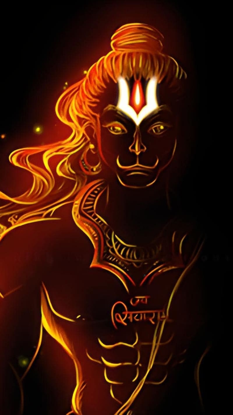 800x1422 Bajrangbali Ka, Black And Golden Art, lord, hanuman ji, HD phone wallpaper