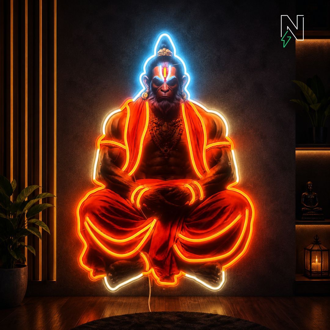 1080x1080 Divine Hanuman Neon Sign