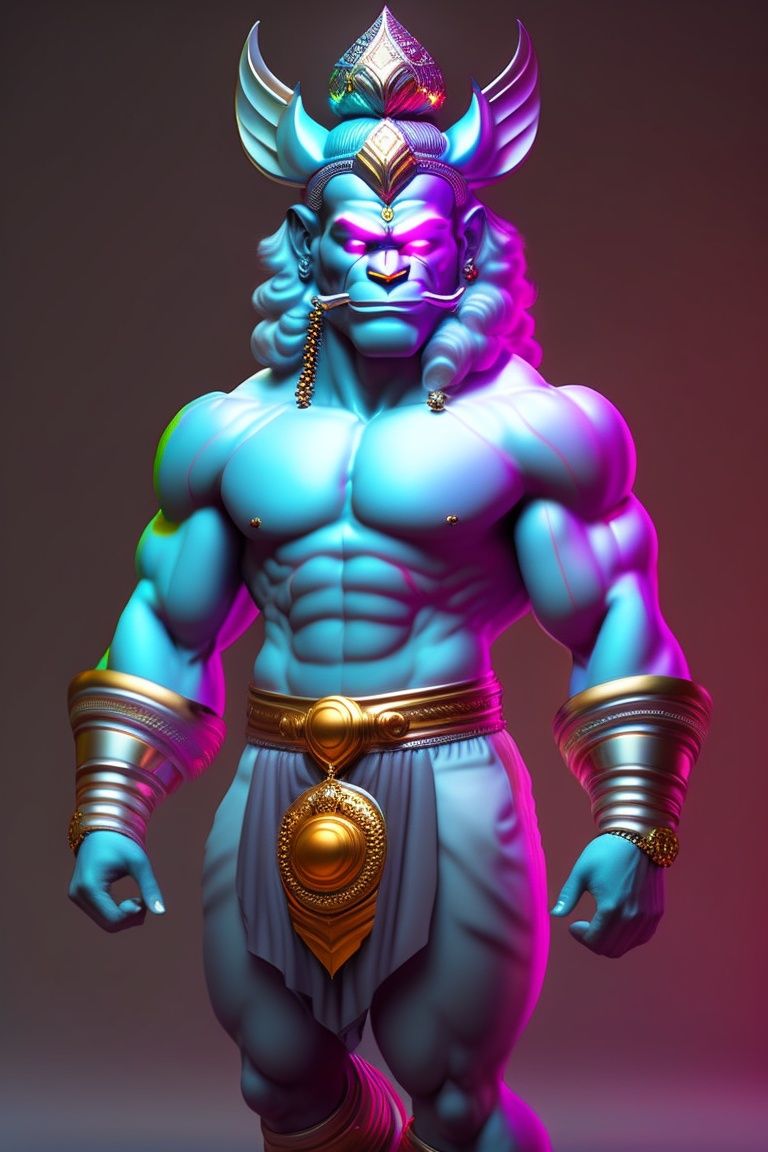 768x1152 Lexica neon lord Hanuman, 8k realistic, Extra details , full body