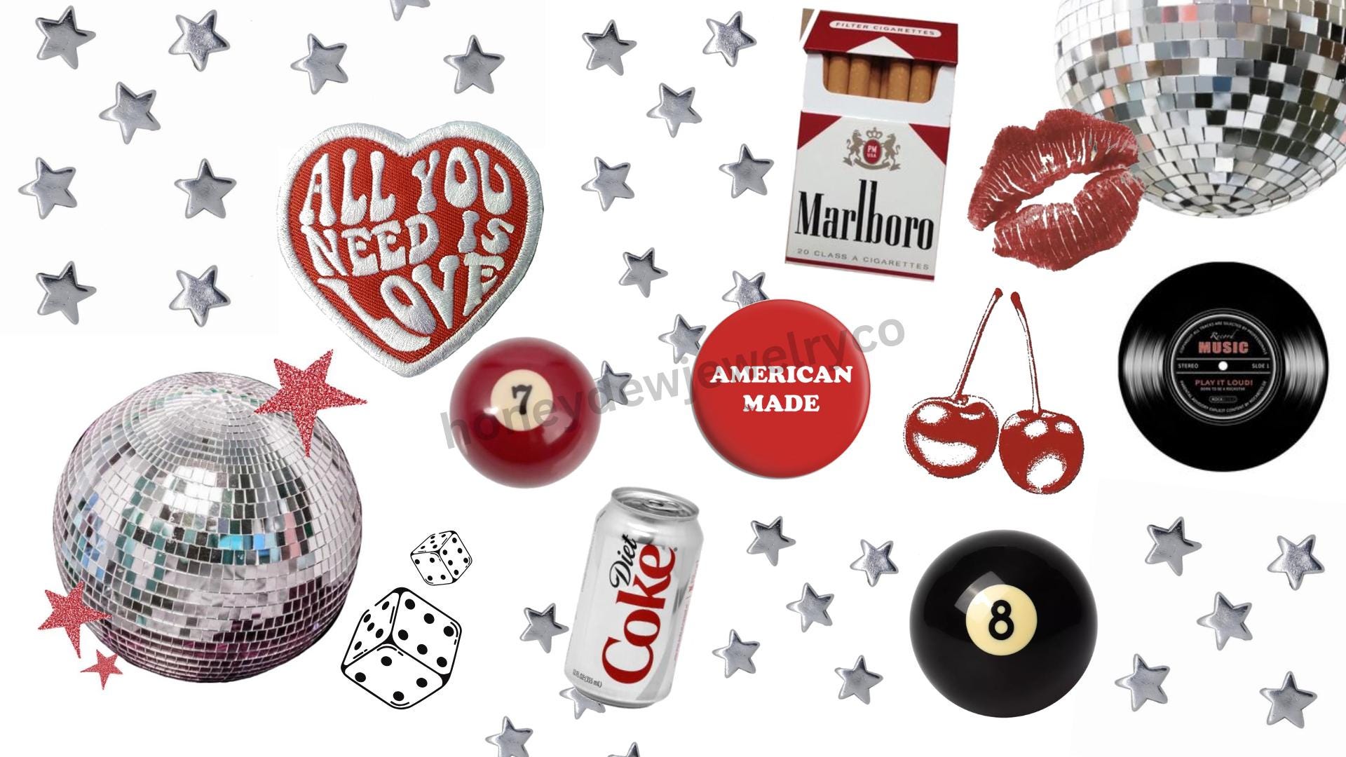 1920x1080 y2k Cherry Discoball Black and Red Aesthetic Laptop Wallpaper