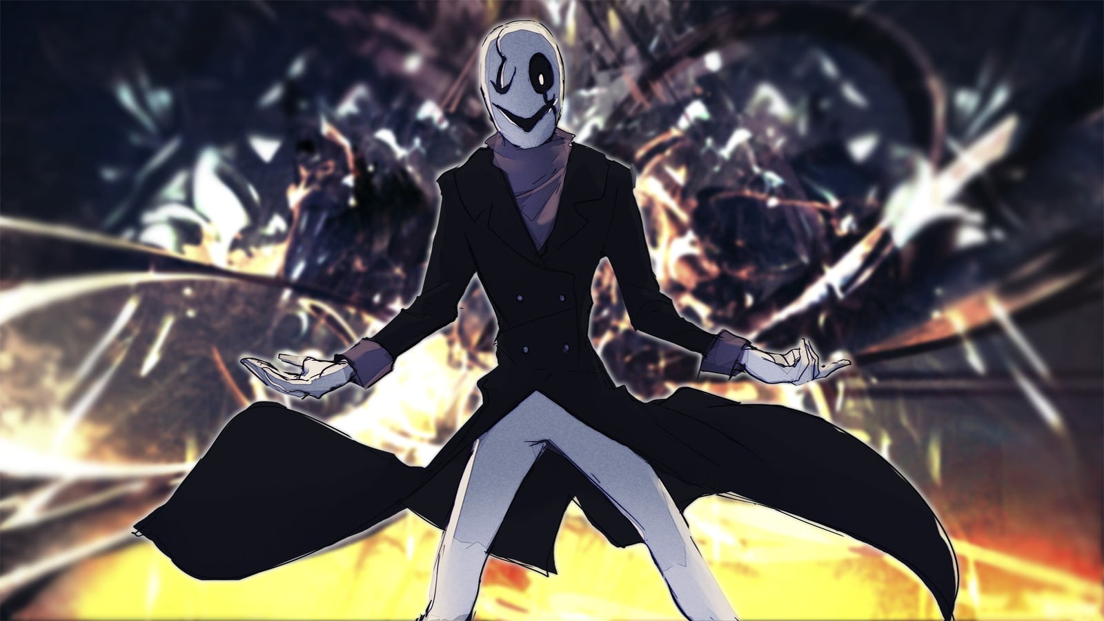 1600x900 Masked animated character poster, Undertale, W.D Gaster, indie games HD wallpaper
