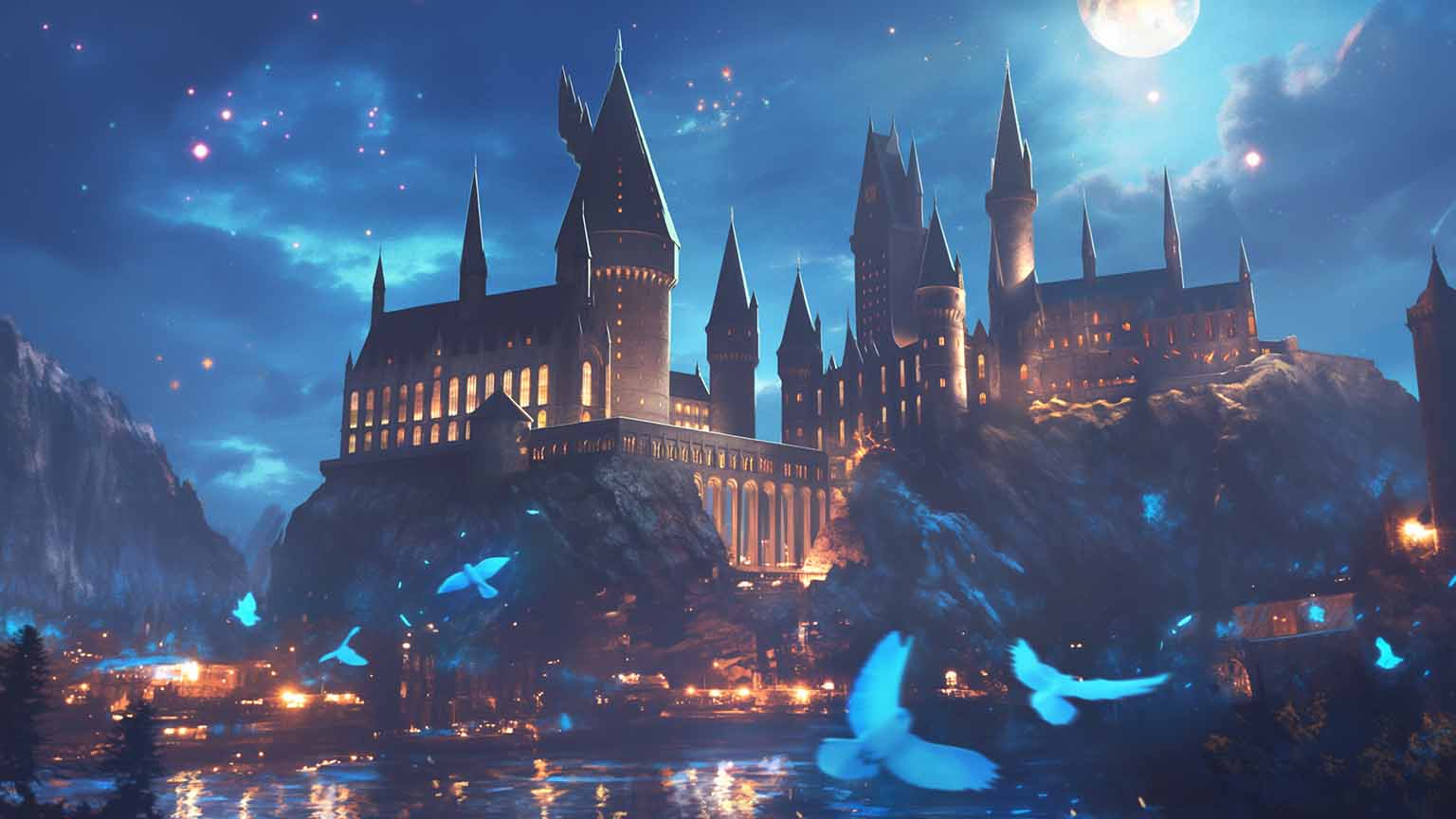 1536x864 Hogwarts Castle Night Sky Desktop Wallpaper